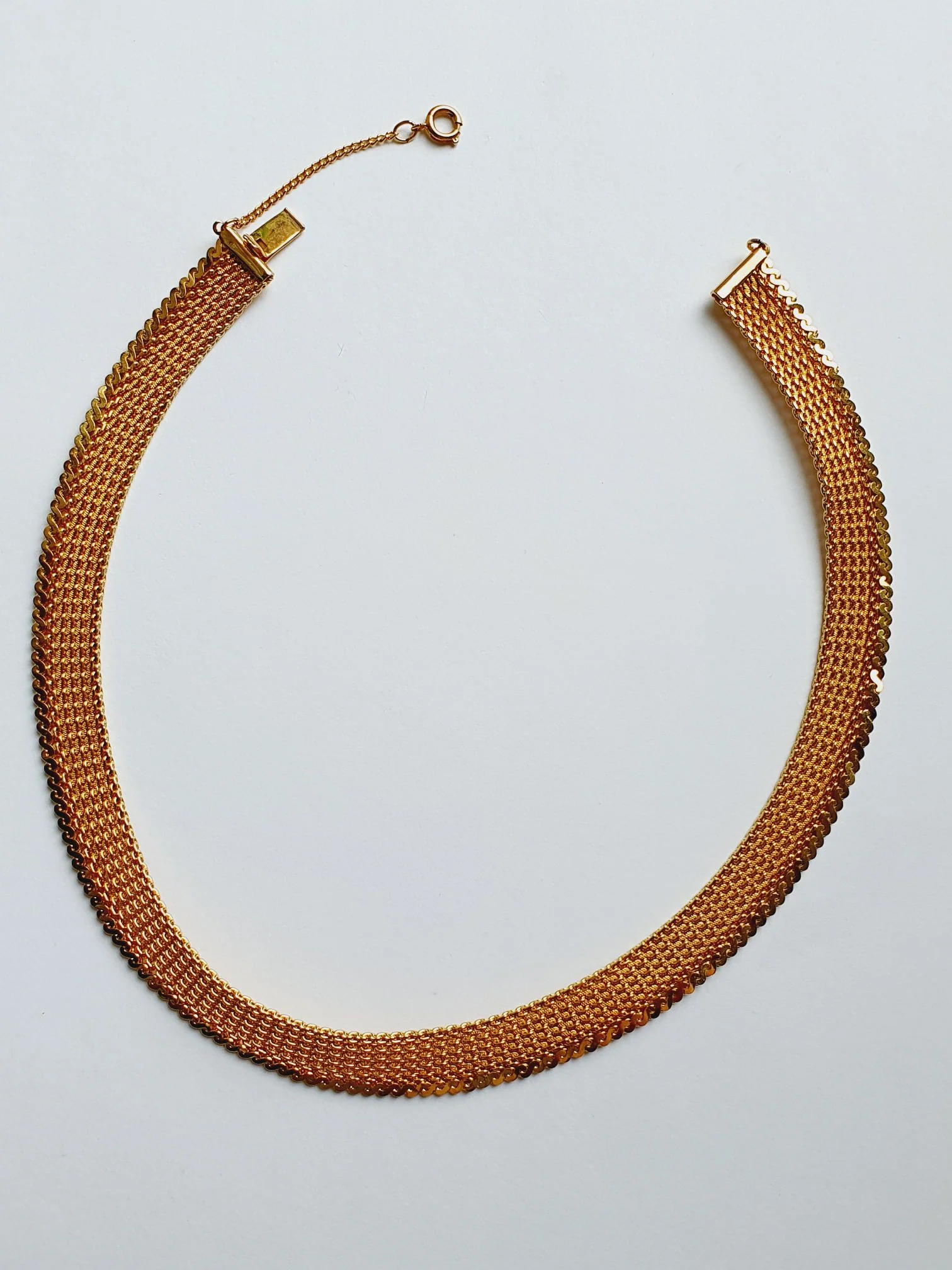 Vintage Gold Plated Flat Mesh Chain Necklace - Image 7