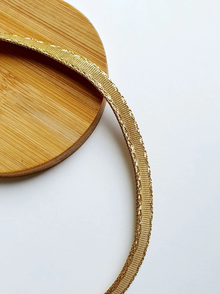 Vintage Gold Plated Flat Mesh Chain Necklace - Image 5