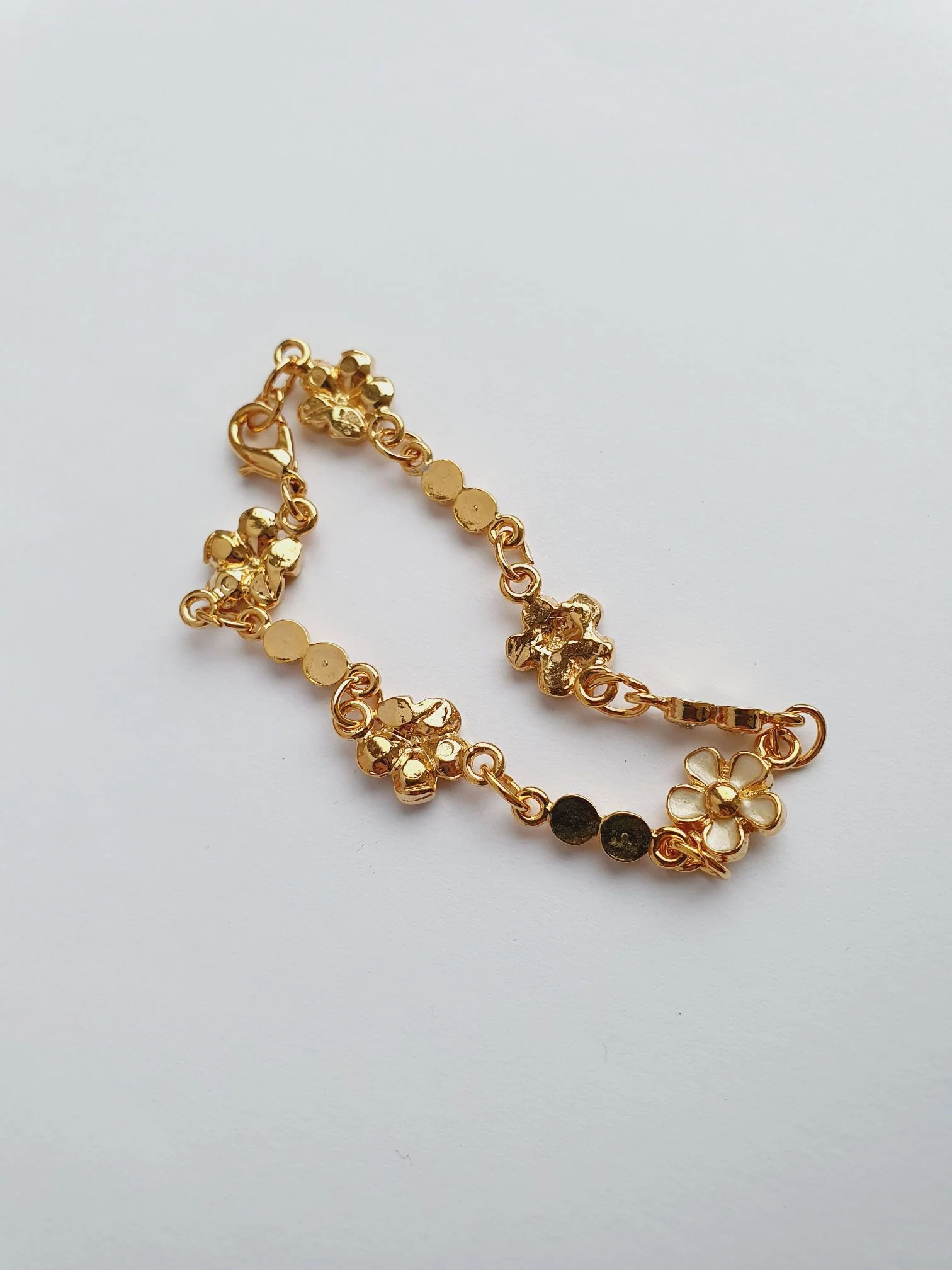 Vintage Gold Plated Flower & Crystal Bracelet - Image 6