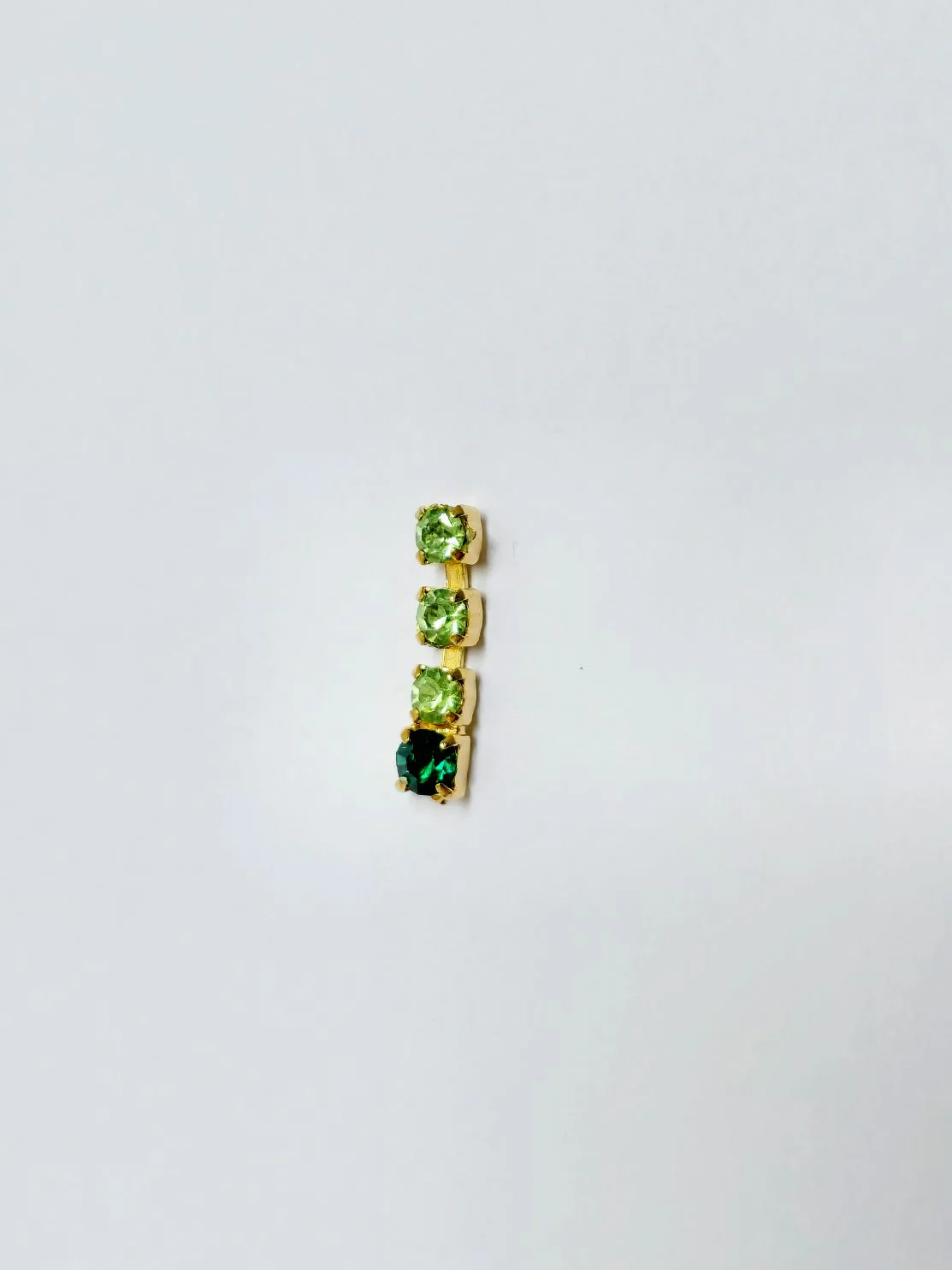 Vintage Gold Plated Green Crystal Drop Earrings - Image 5