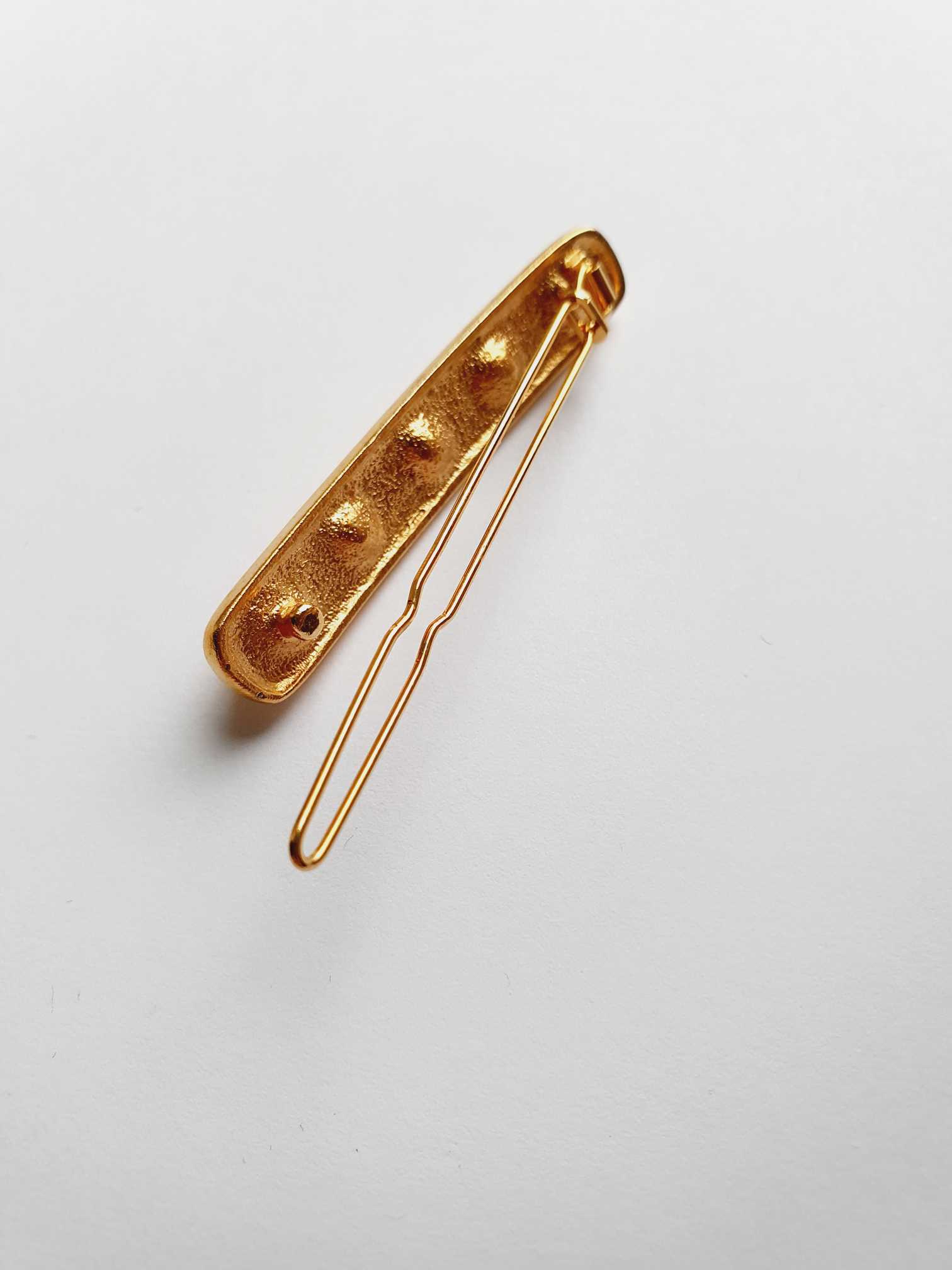 Vintage Gold Plated Hair Clip with Pearls - Image 4