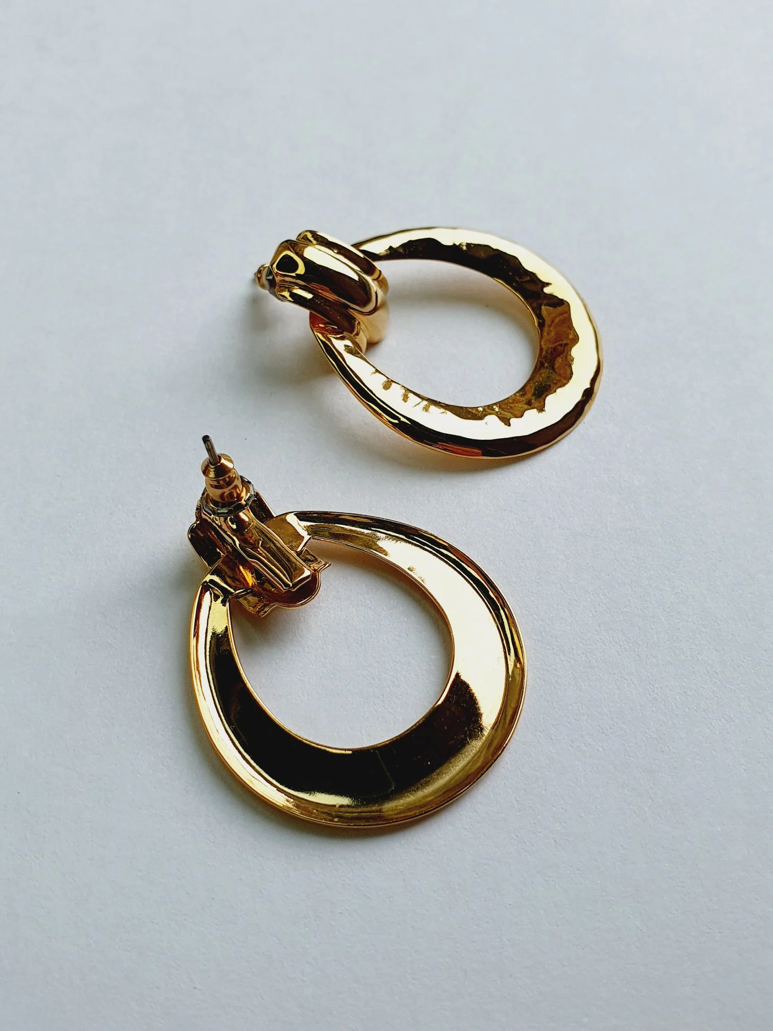 Vintage Gold Plated Hammered Earrings - Image 3