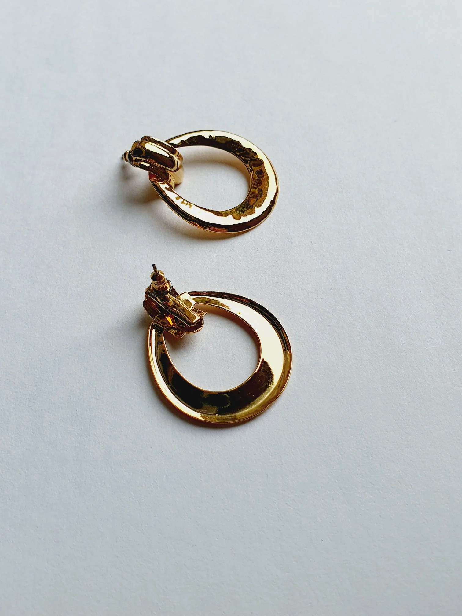 Vintage Gold Plated Hammered Earrings - Image 4