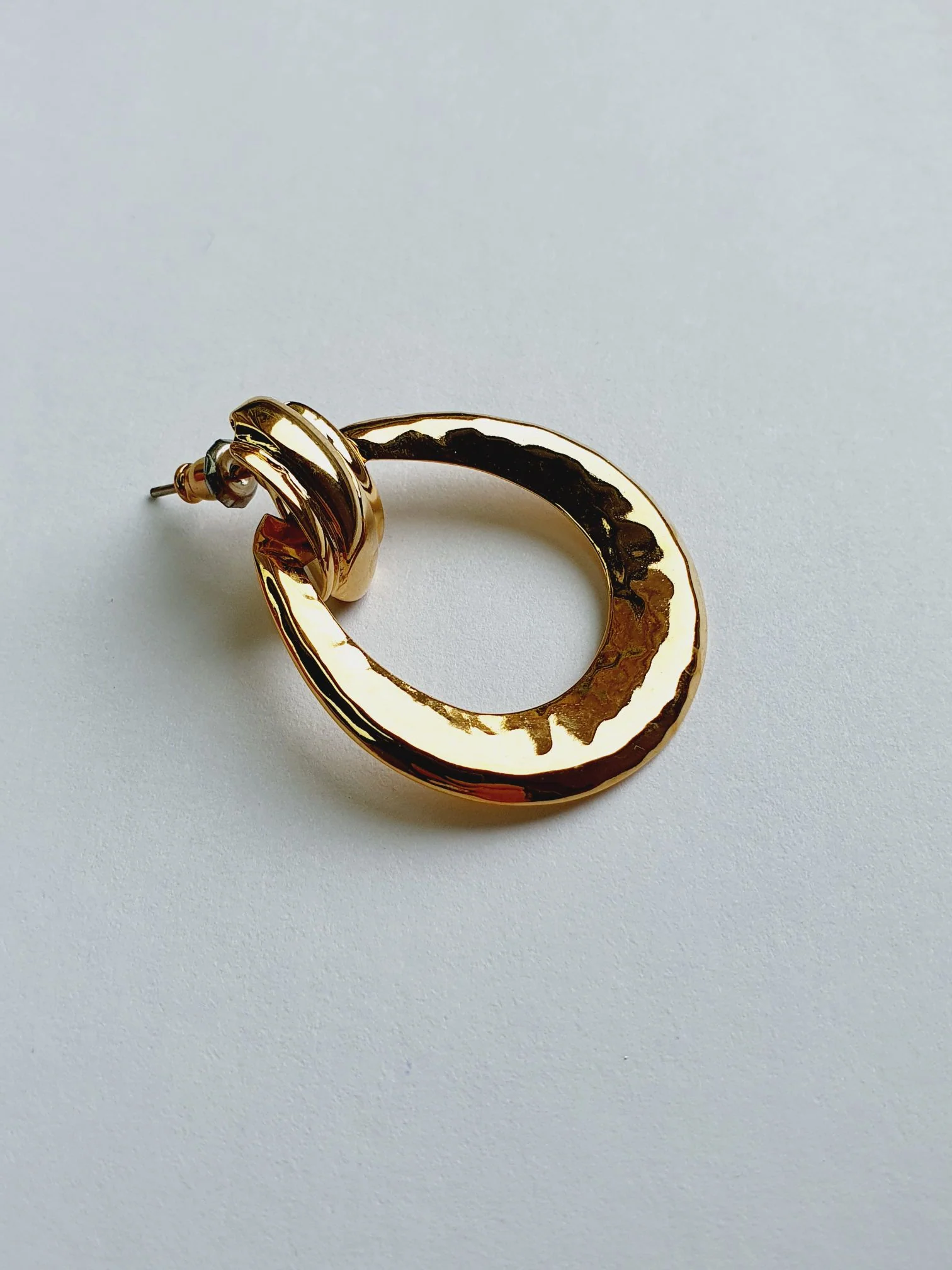 Vintage Gold Plated Hammered Earrings - Image 5