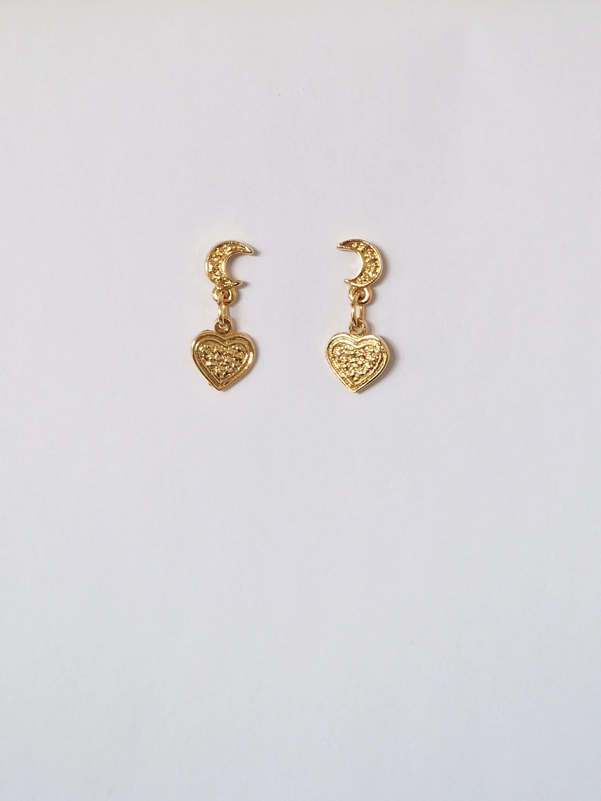 Vintage Gold Plated Heart Charm Necklace and Earring Set - Image 3