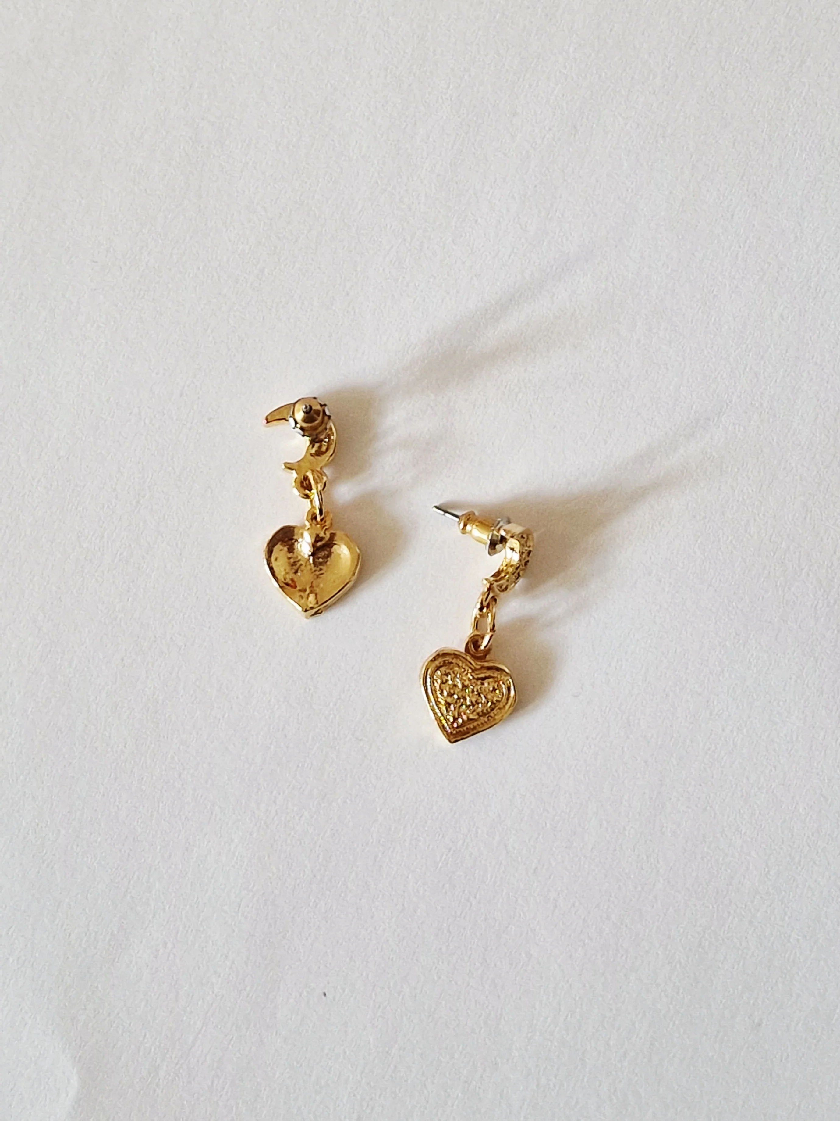 Vintage Gold Plated Heart Charm Necklace and Earring Set - Image 4