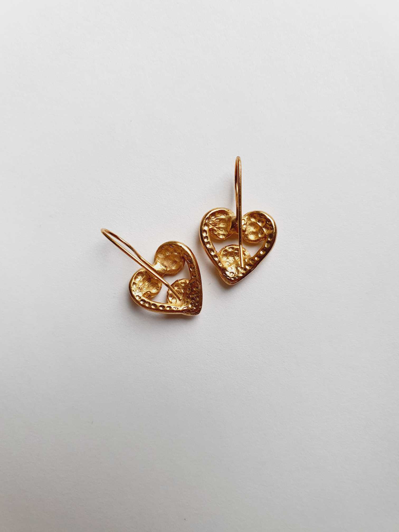 Vintage Gold Plated Heart Drop Earrings - Image 4