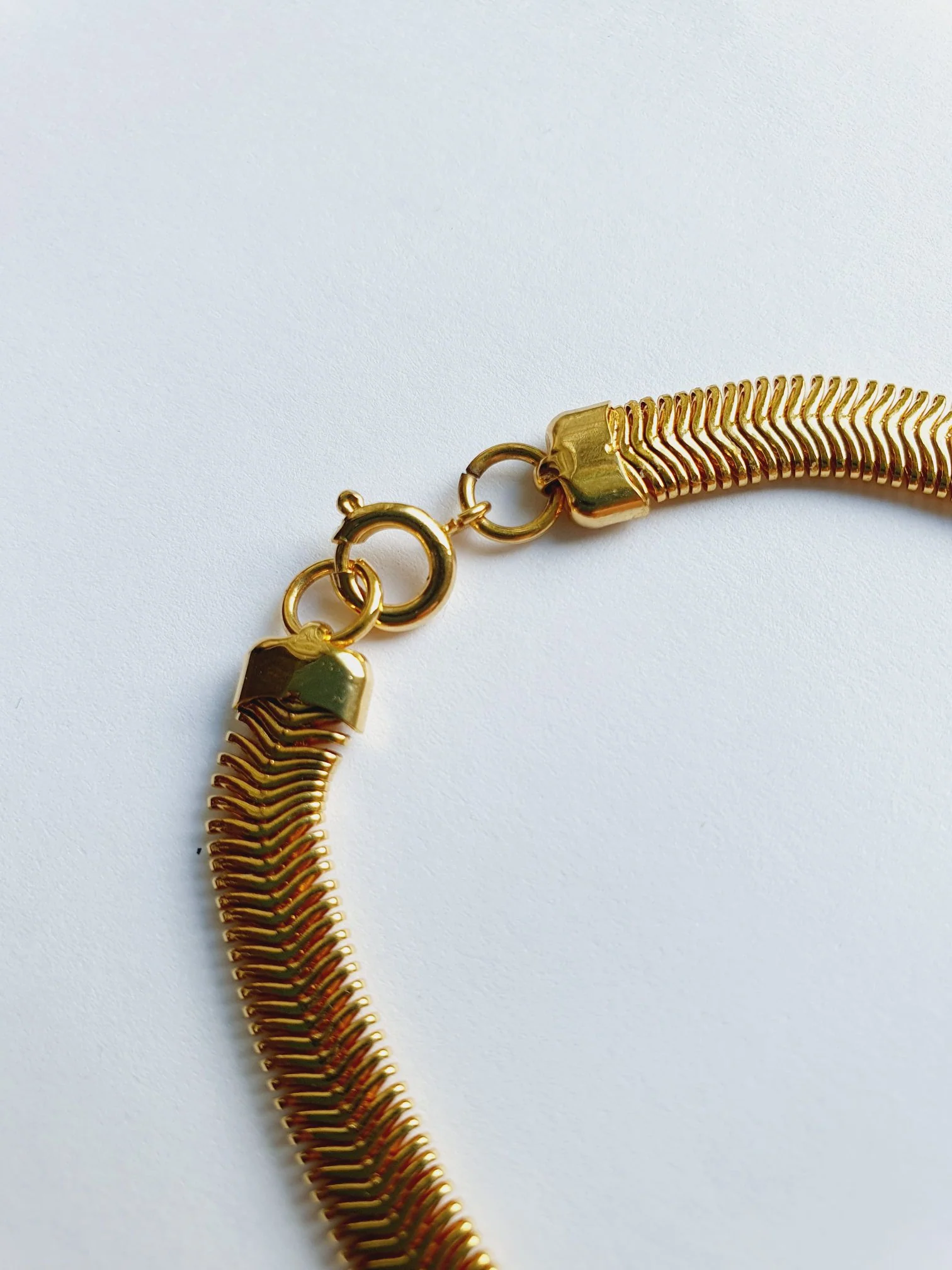 Vintage Gold Plated Herringbone Chain Bracelet - Image 5