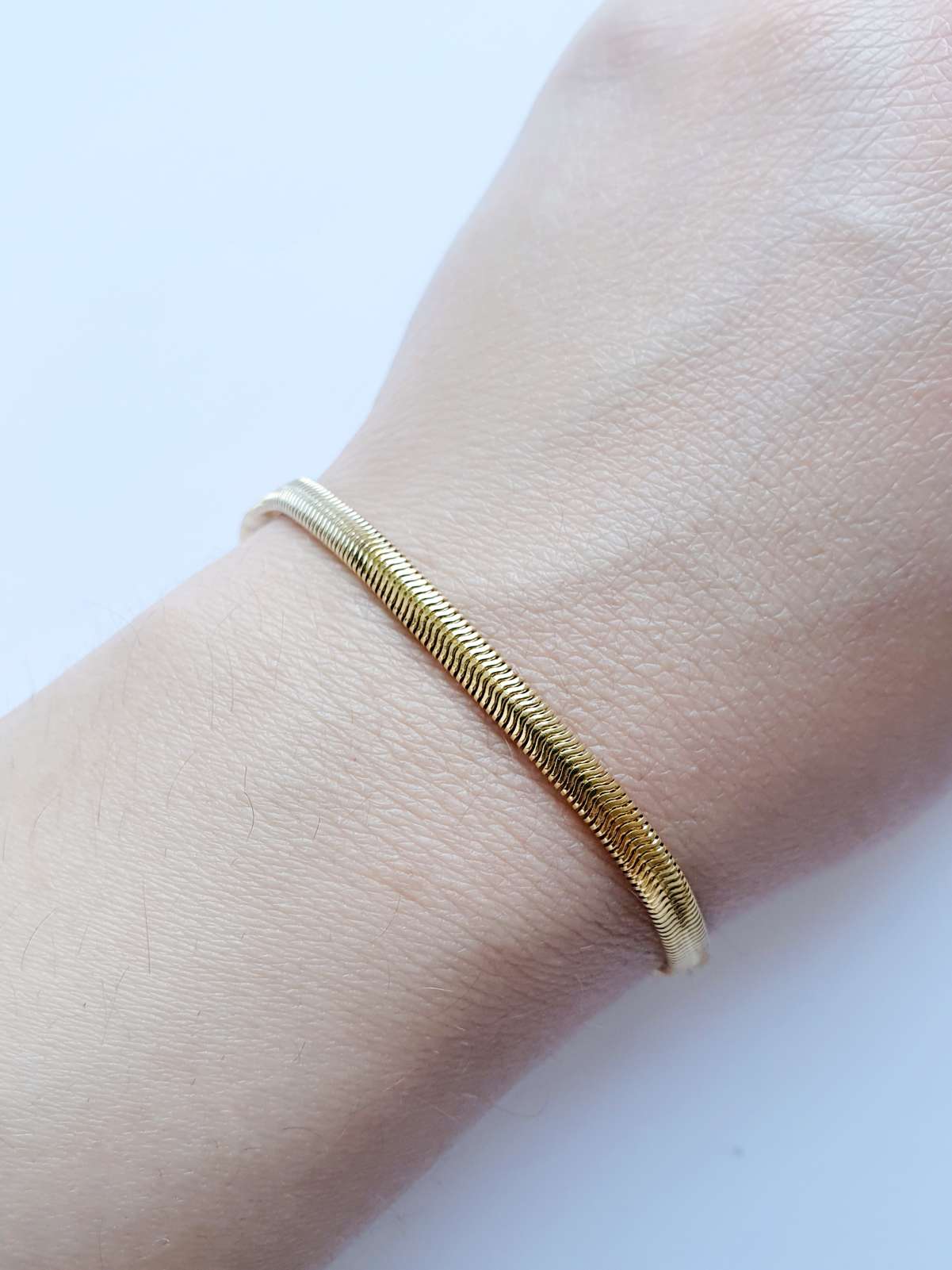 Vintage Gold Plated Herringbone Chain Bracelet - Image 2