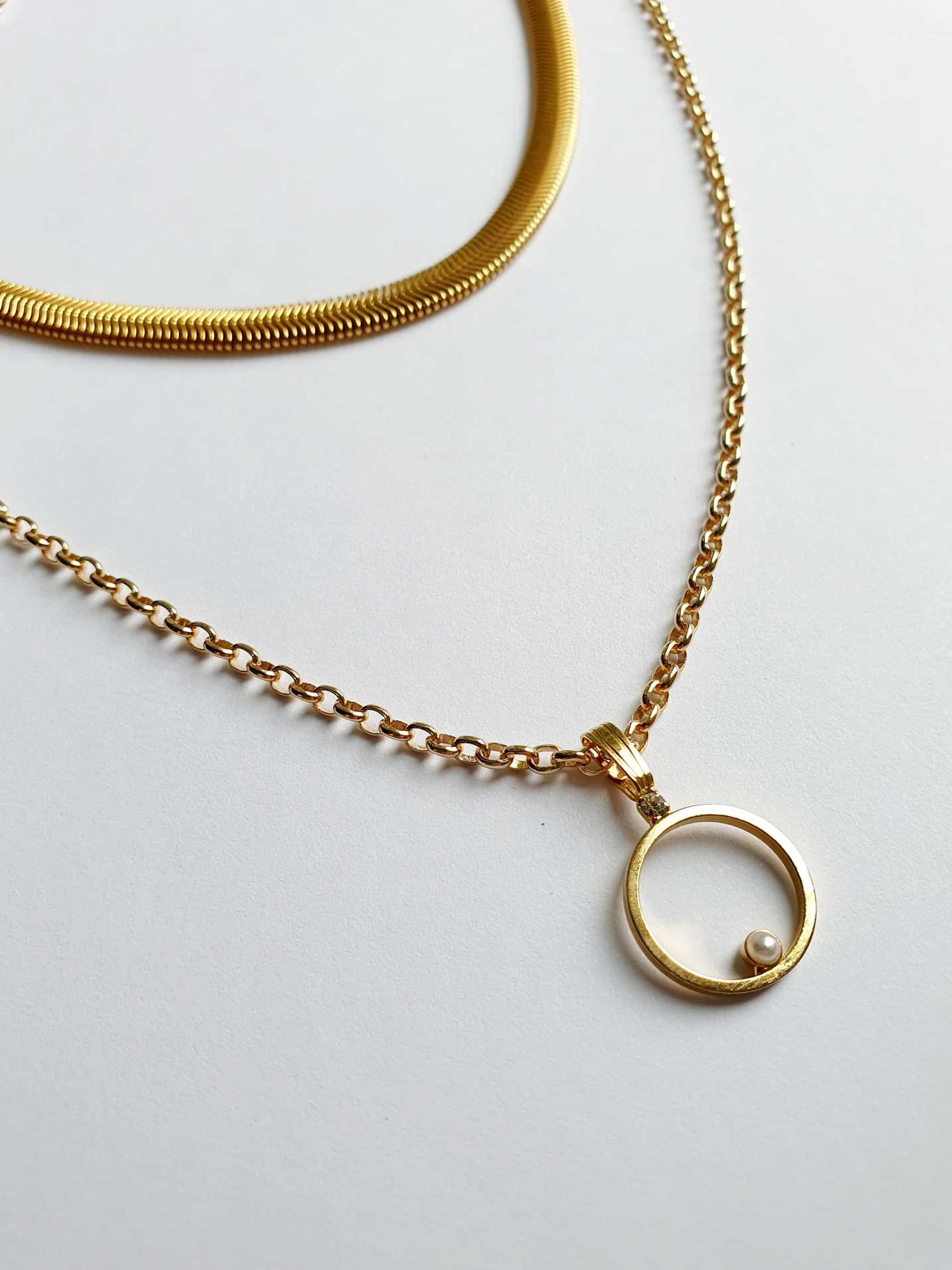 Vintage Gold Plated Herringbone Chain Necklace - Image 6