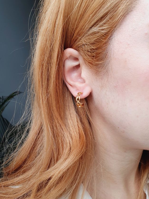 Vintage Gold Plated Hoop Earrings - Image 2