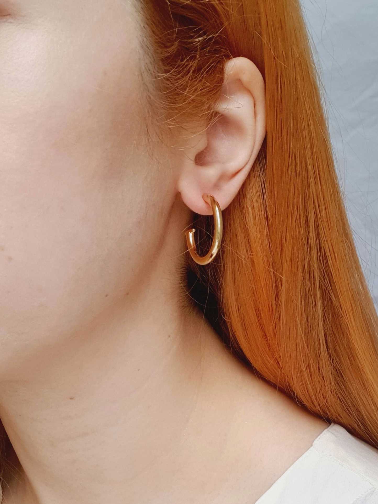 Vintage Gold Plated Hoop Earrings - Image 2
