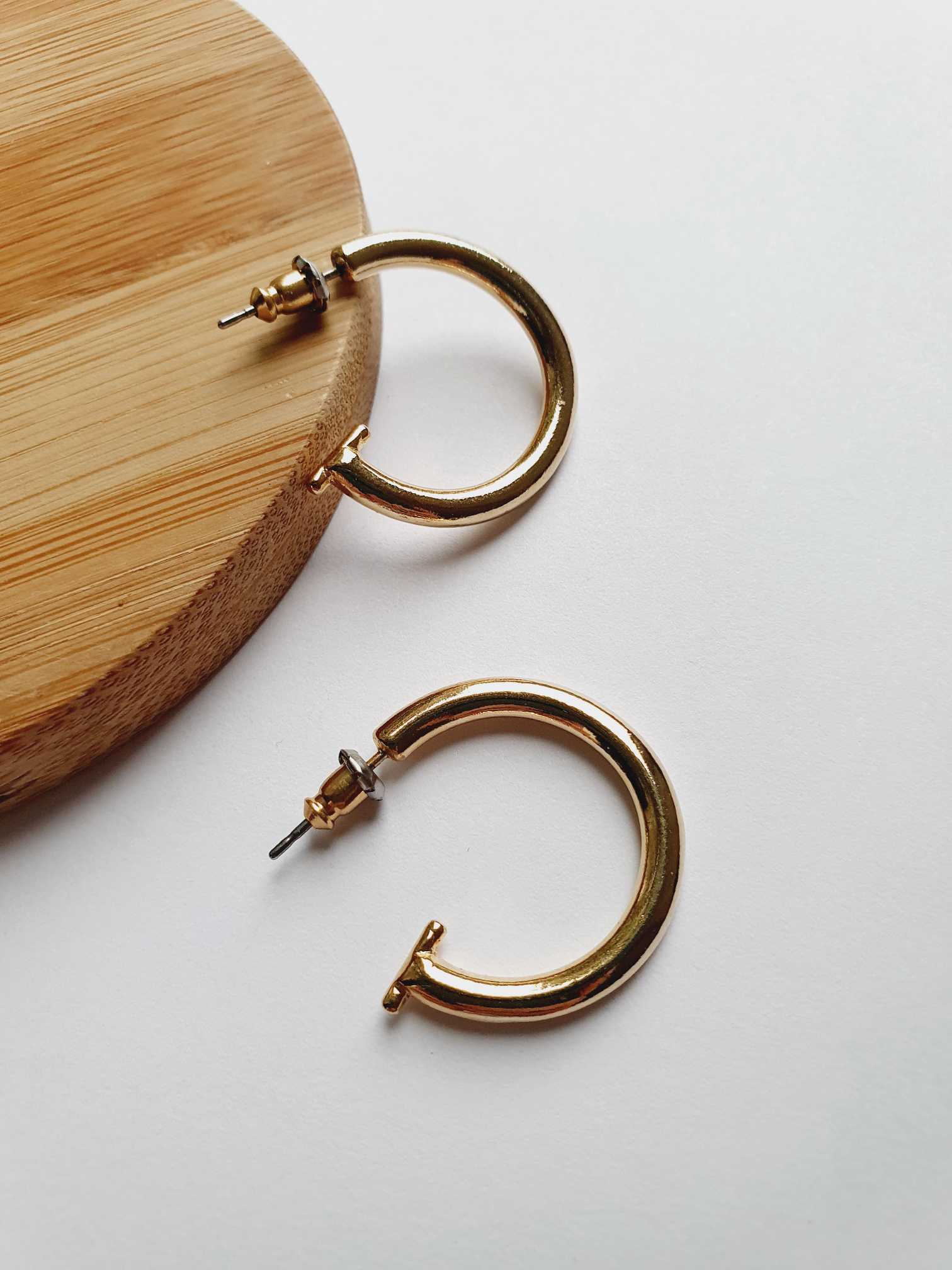 Vintage Gold Plated Hoop Earrings - Image 4