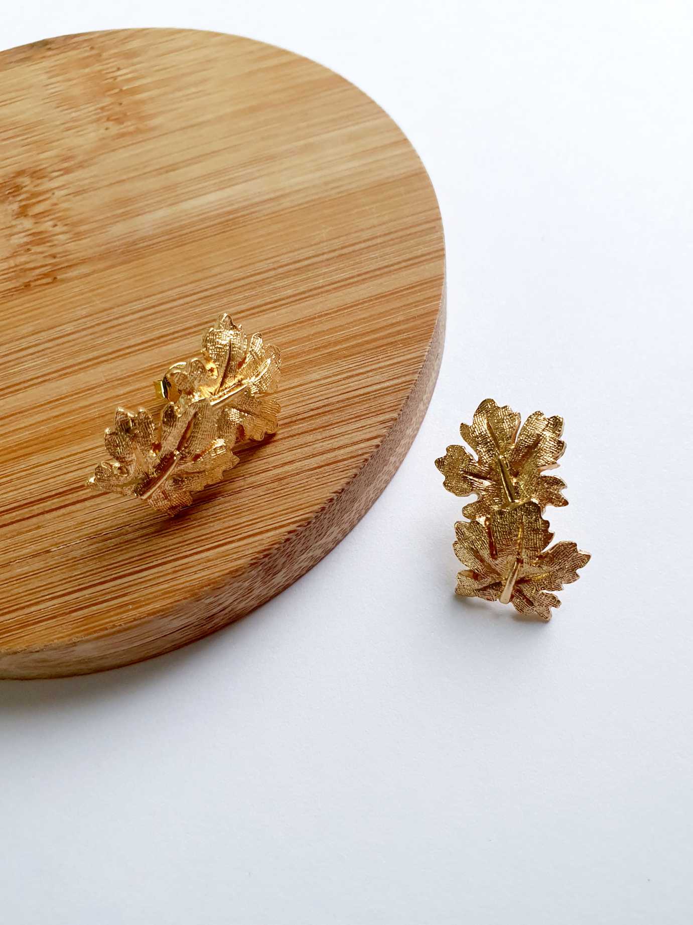 Vintage Gold Plated Leaf Stud Earrings by Napier - Image 3
