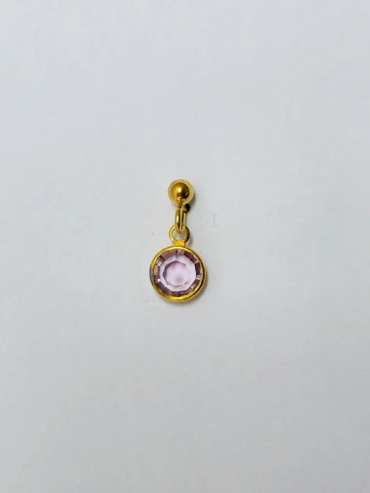 Vintage Gold Plated Lilac Purple Crystal Drop Earrings - Image 4