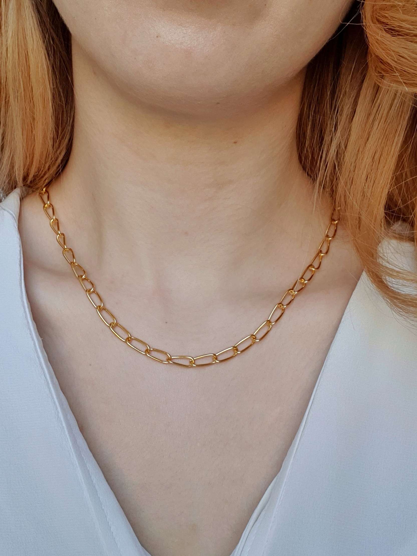 Vintage Gold Plated Long Link Chain Necklace - Image 2