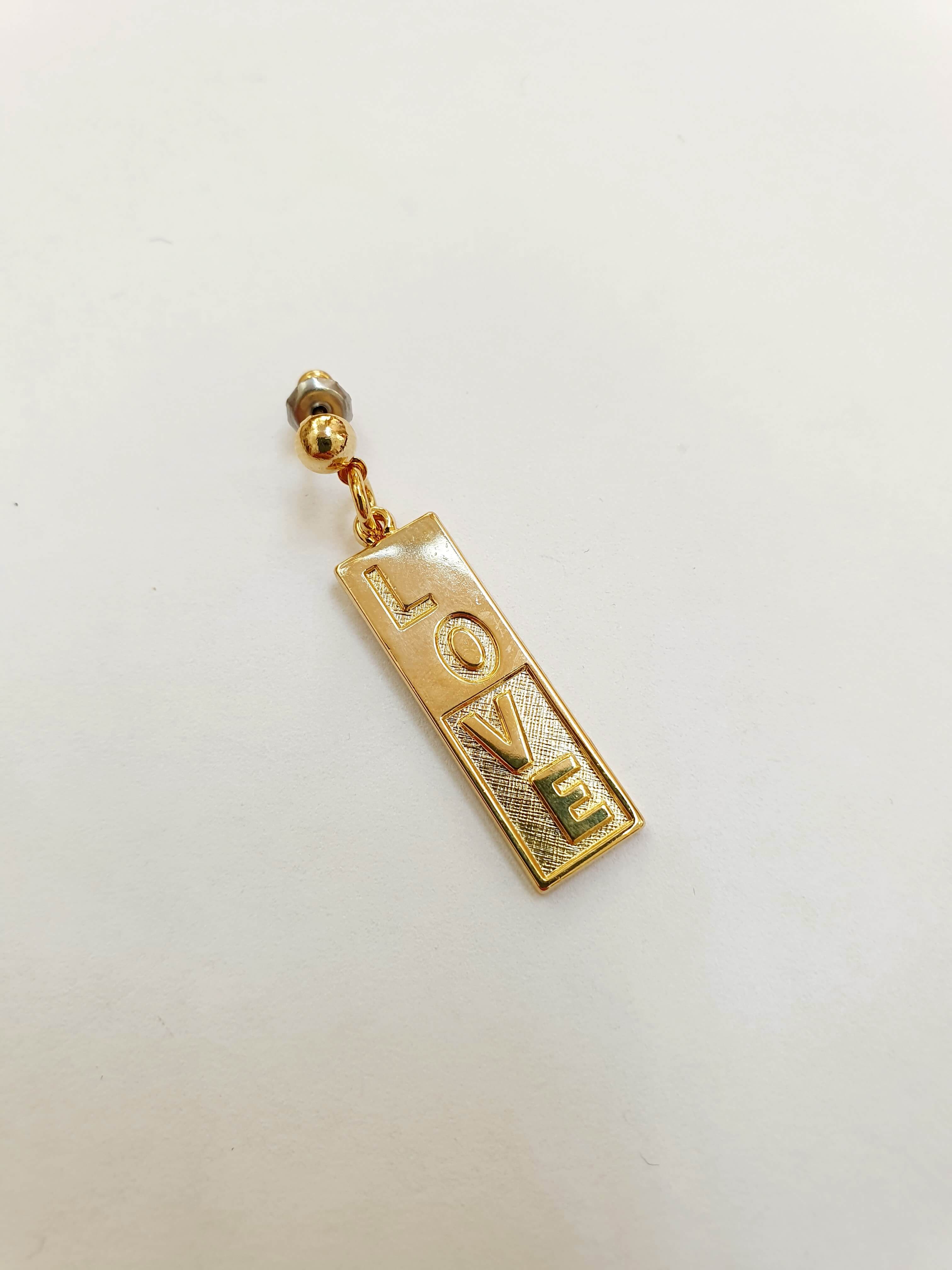 Vintage Gold Plated 'LOVE' Drop Earrings - Image 3