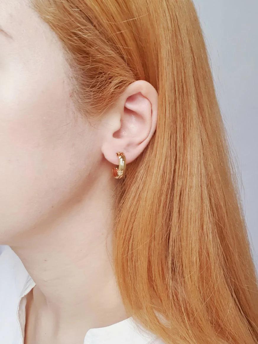 Vintage Gold Plated Minimal Hoops - Image 2