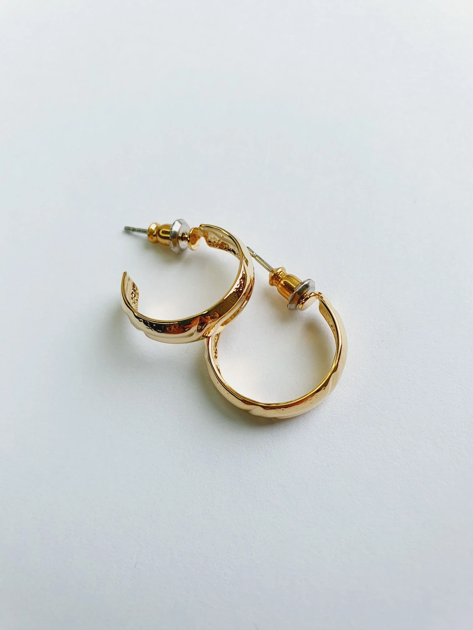 Vintage Gold Plated Minimal Hoops - Image 3