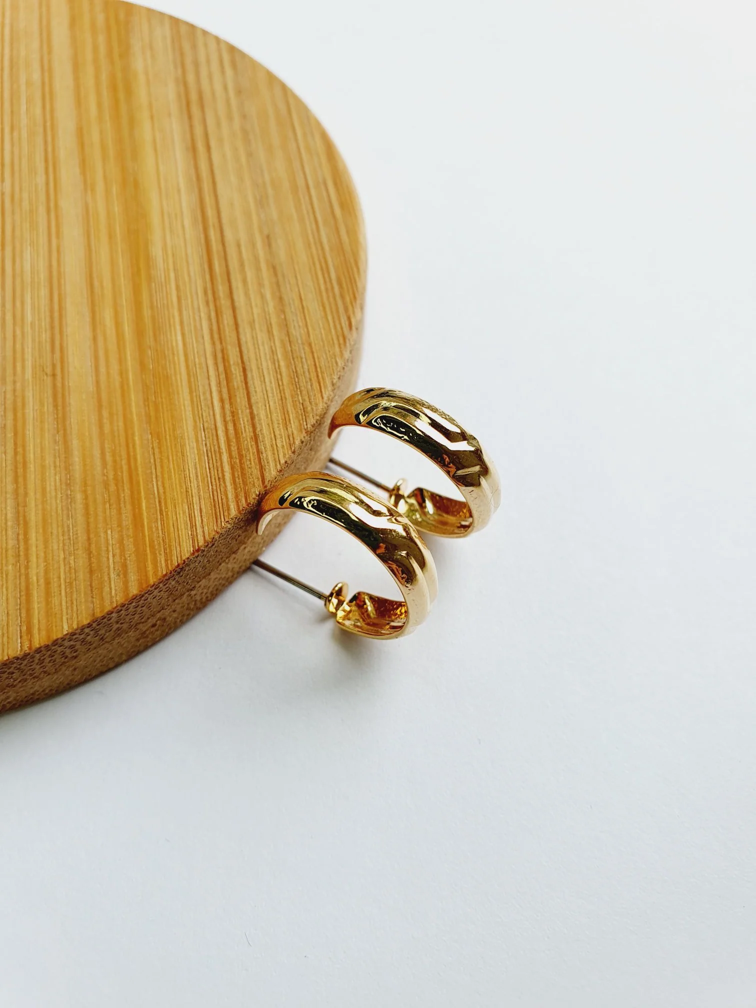Vintage Gold Plated Minimal Hoops - Image 5