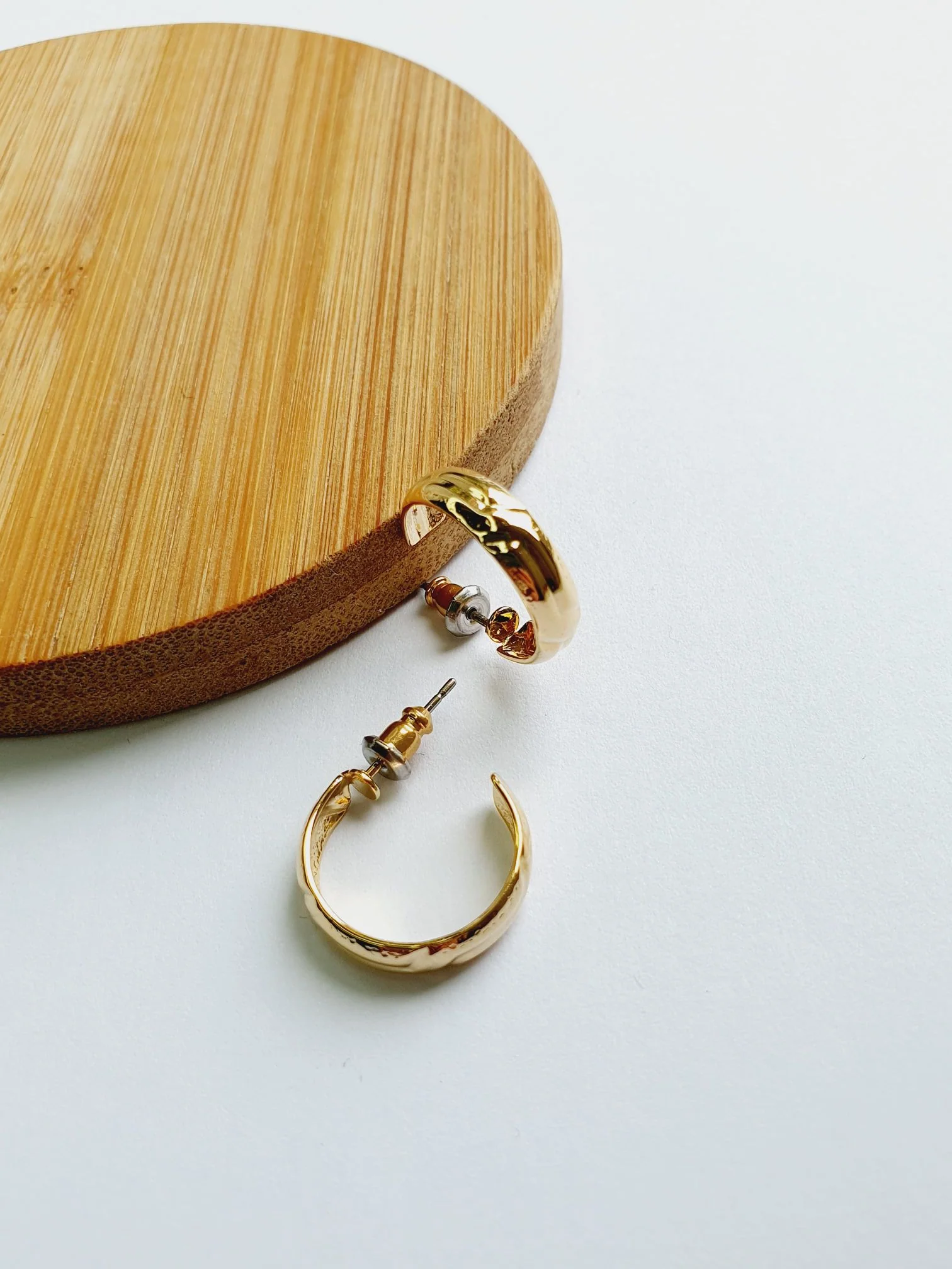 Vintage Gold Plated Minimal Hoops - Image 6