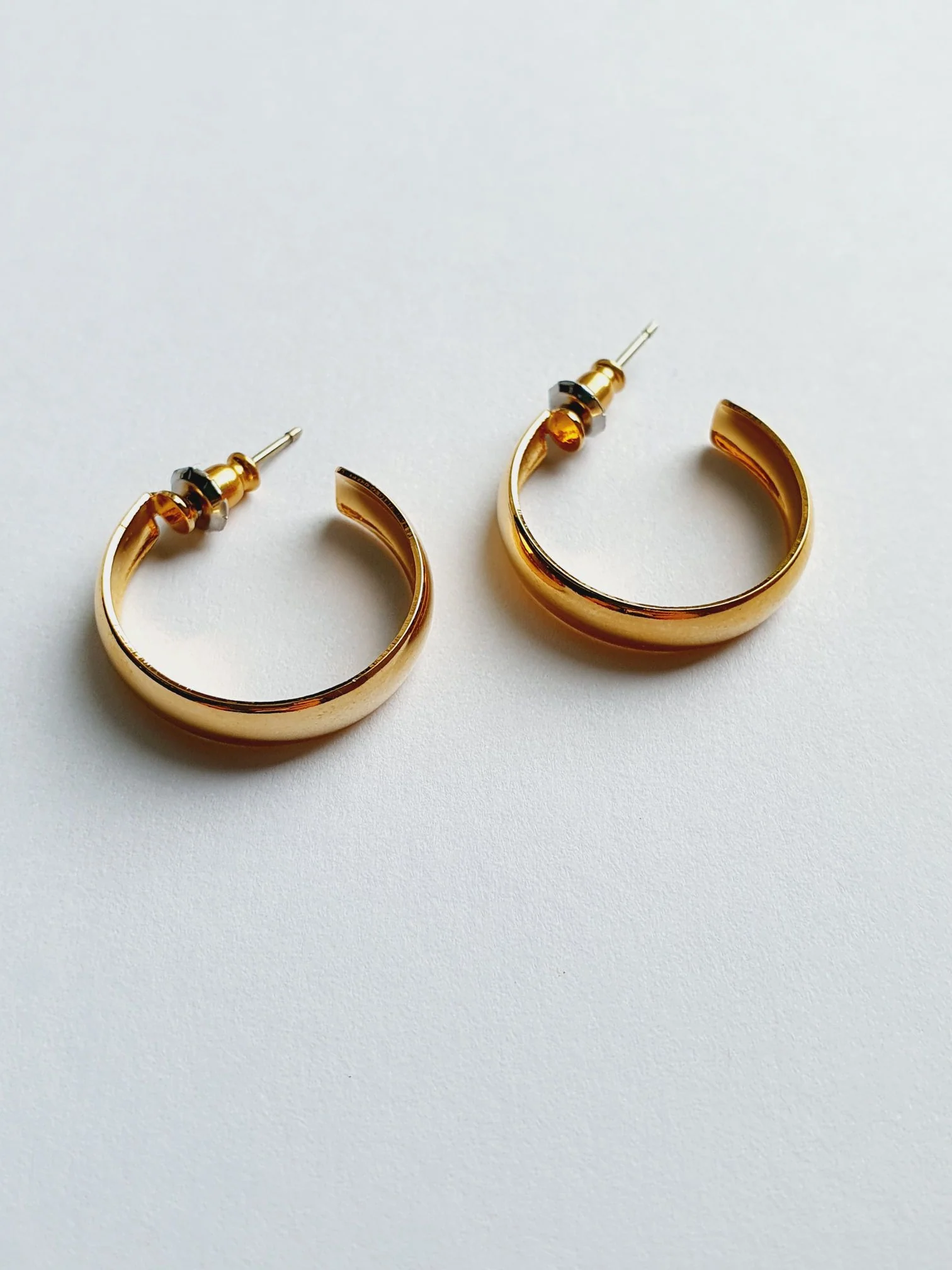 Vintage Gold Plated Minimal Hoops - Image 3