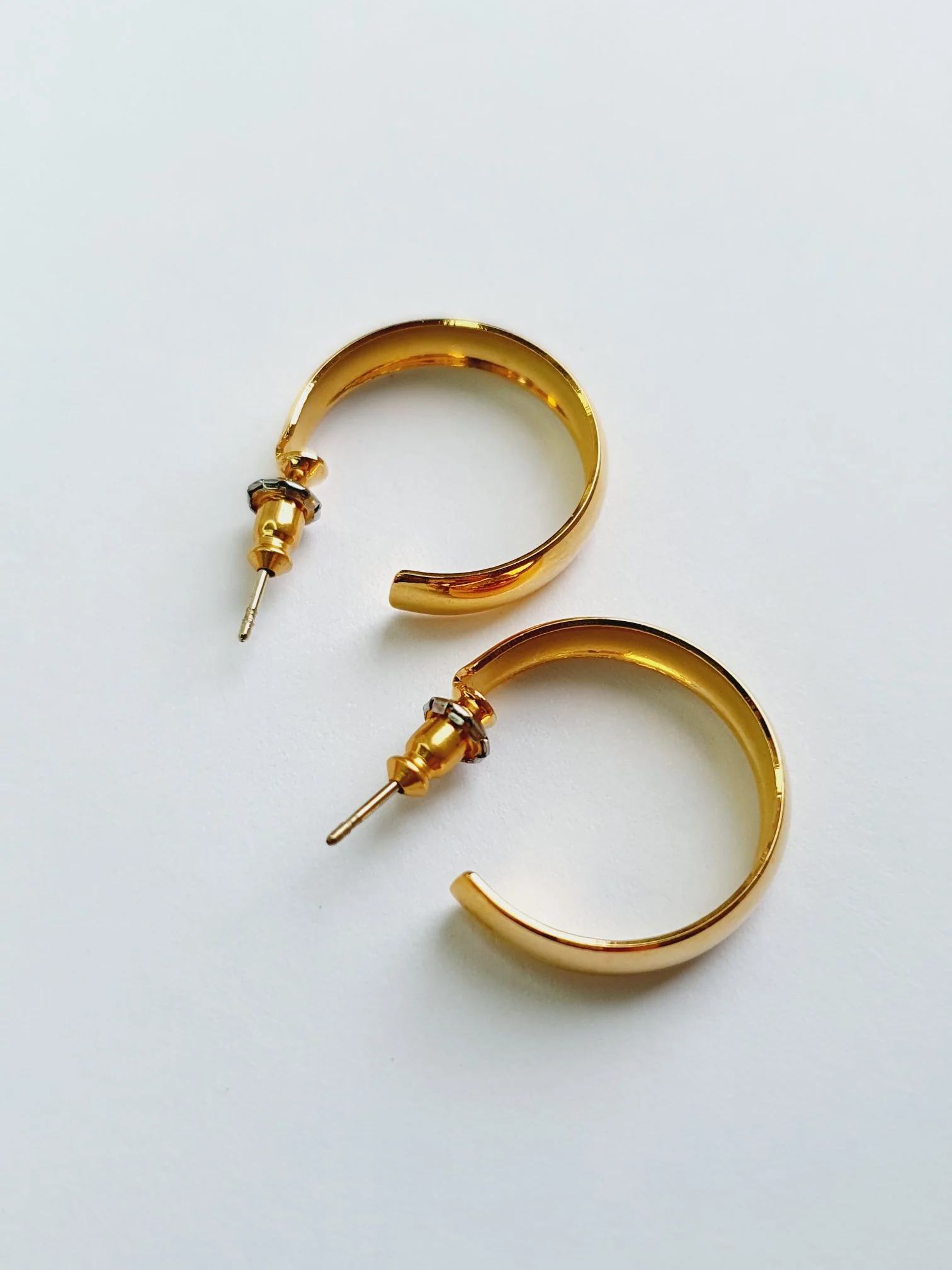 Vintage Gold Plated Minimal Hoops - Image 4