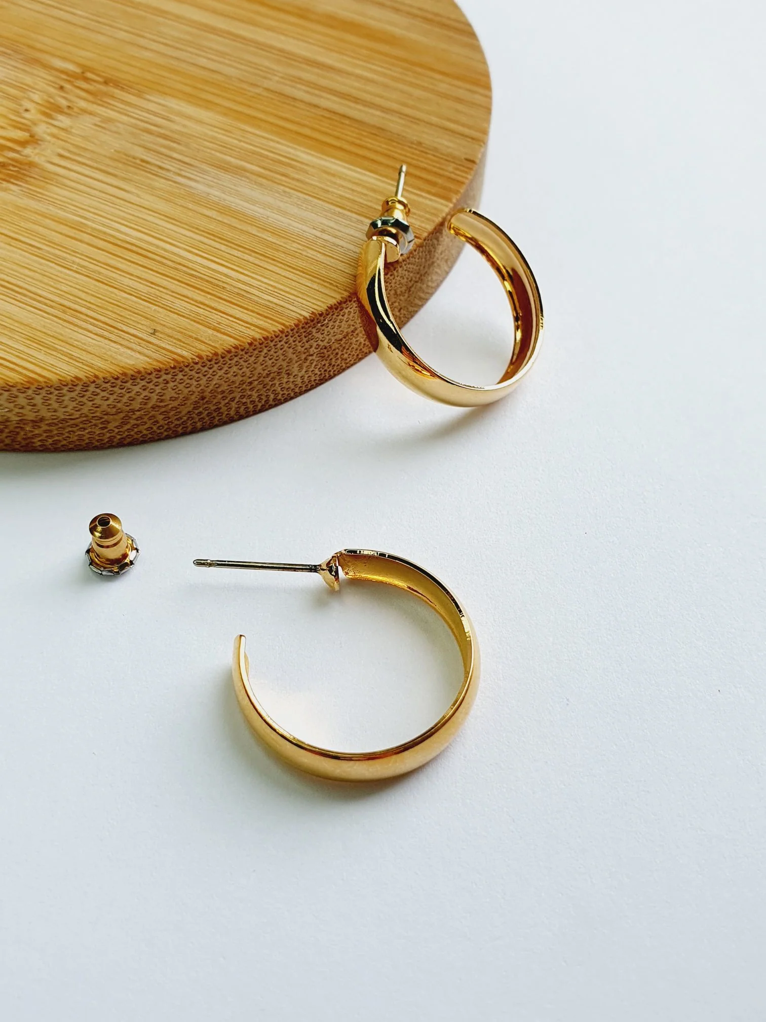Vintage Gold Plated Minimal Hoops - Image 5