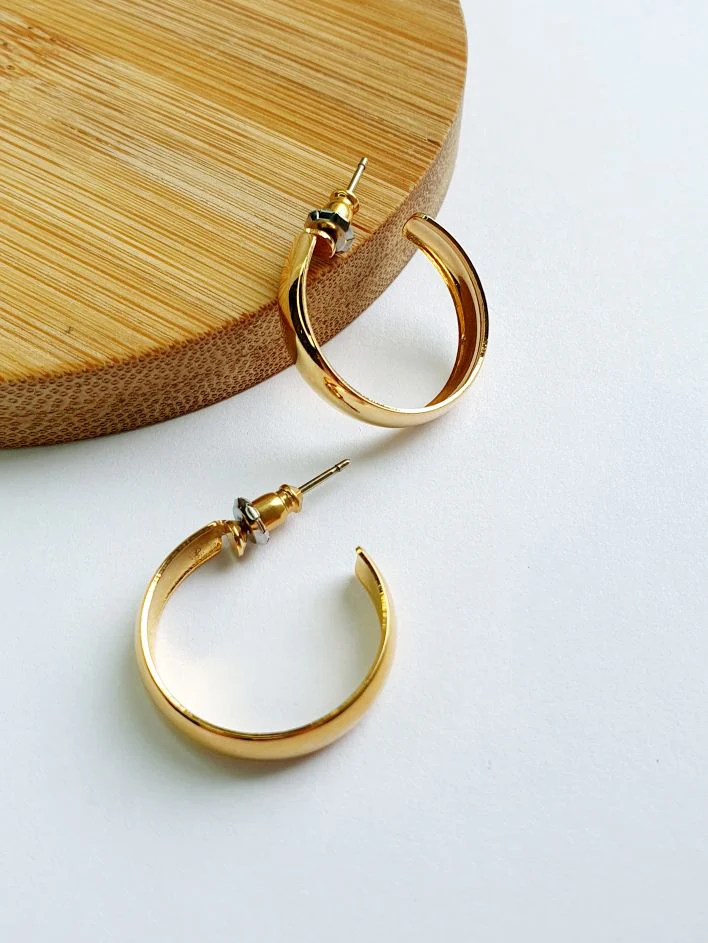 Vintage Gold Plated Minimal Hoops - Image 6