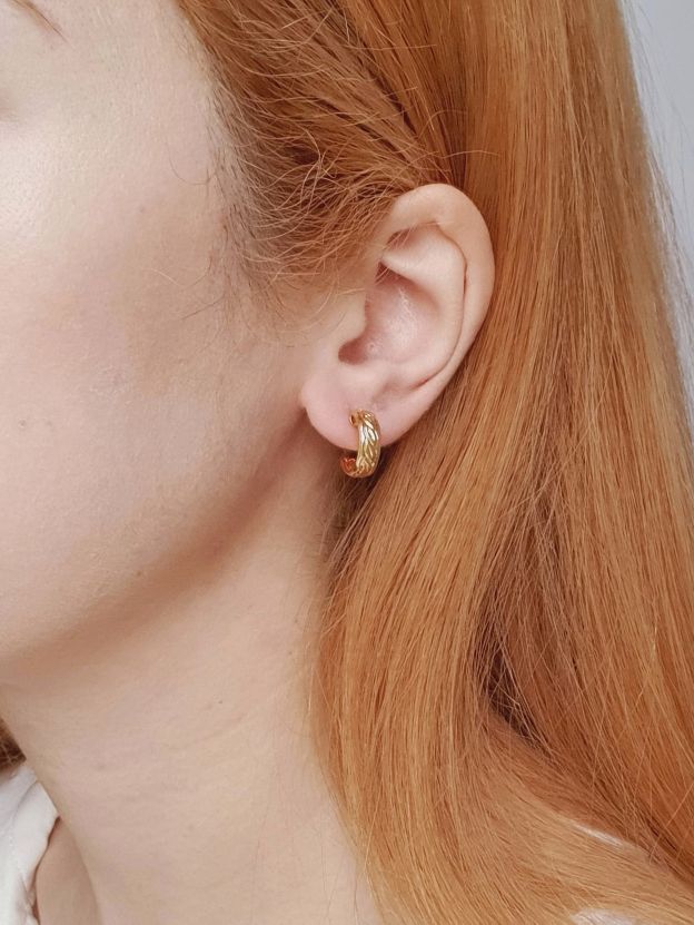 Vintage Gold Plated Minimal Micro Hoops - Image 2