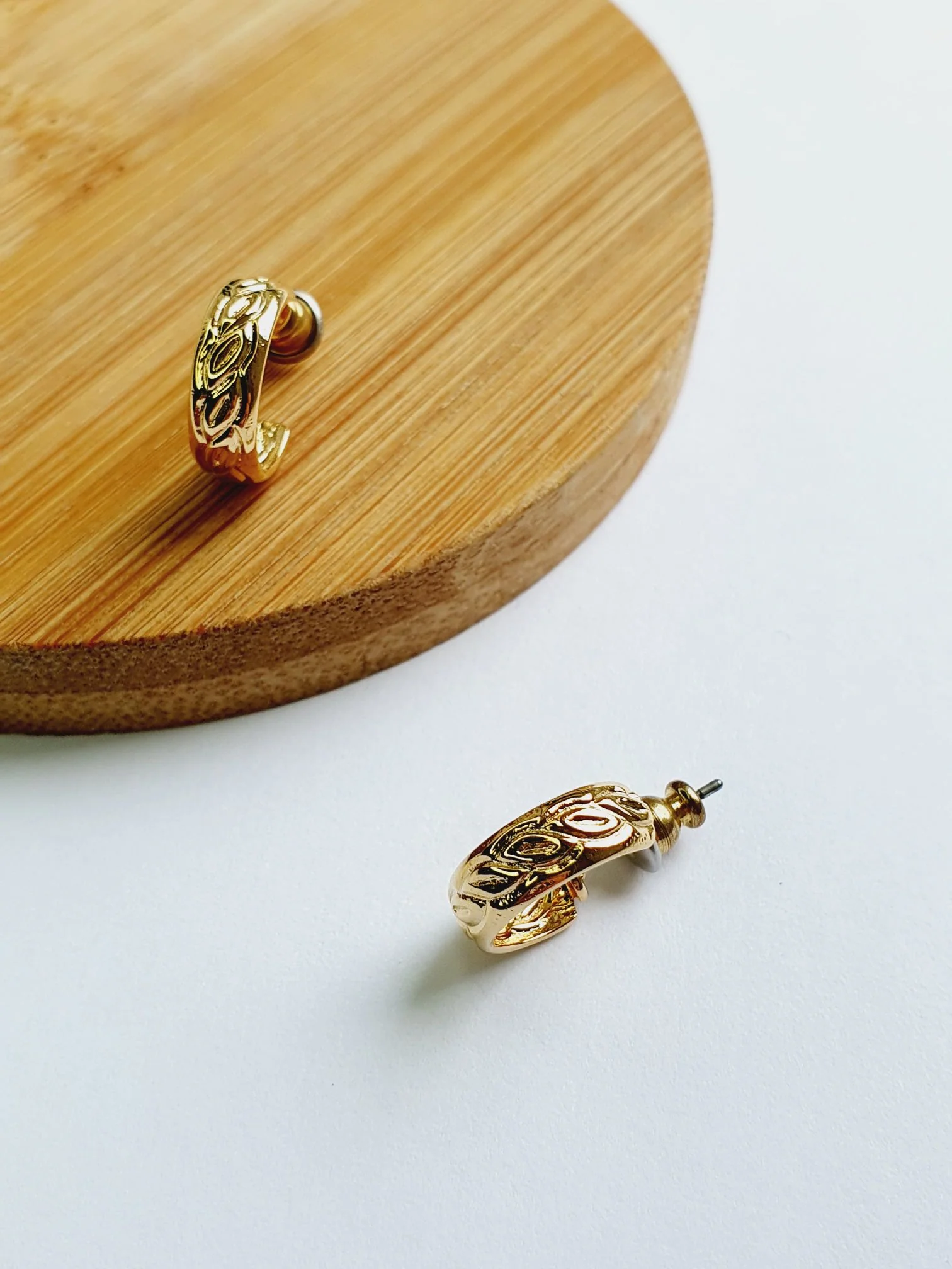 Vintage Gold Plated Minimal Micro Hoops - Image 3