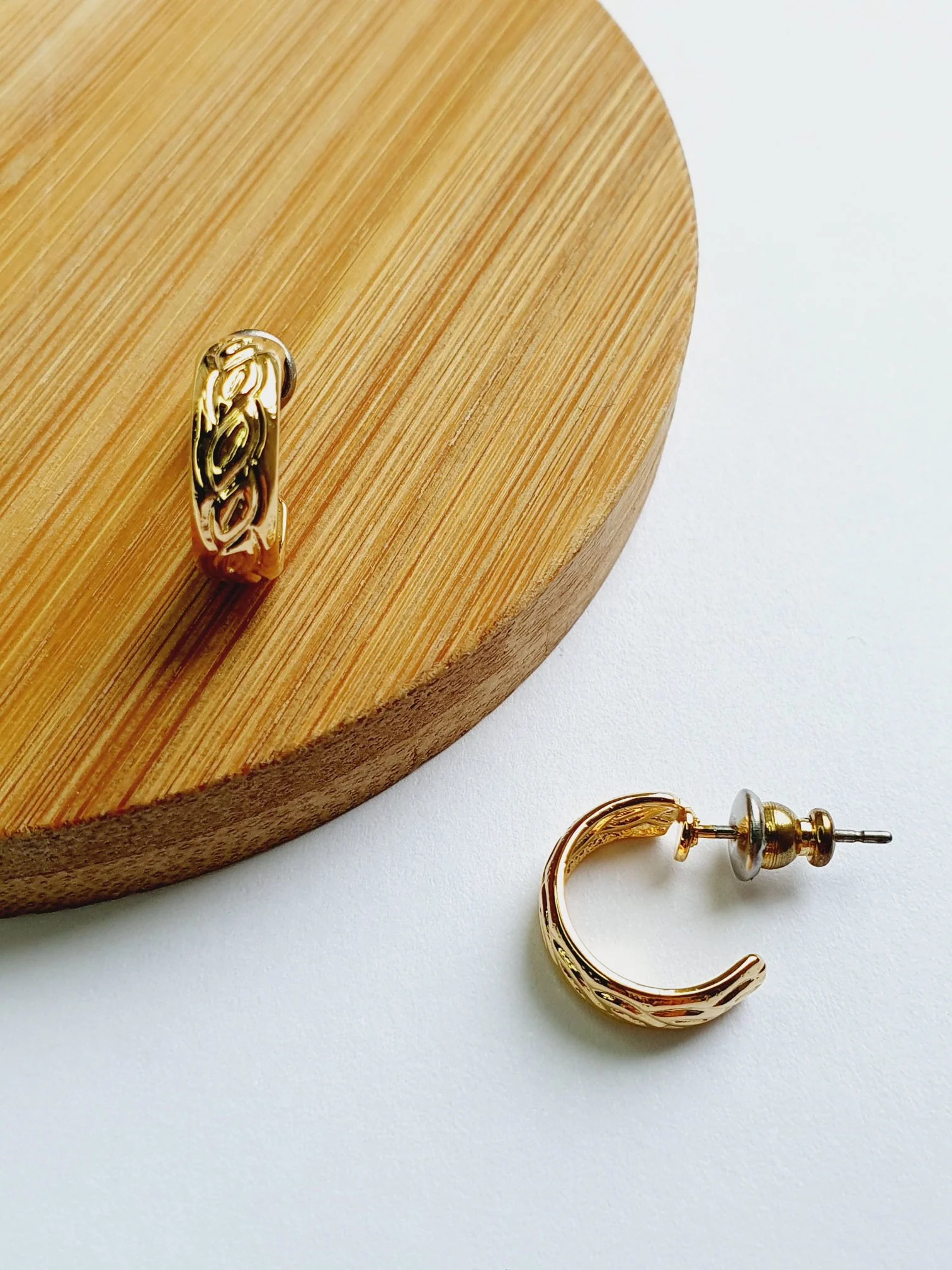 Vintage Gold Plated Minimal Micro Hoops - Image 6