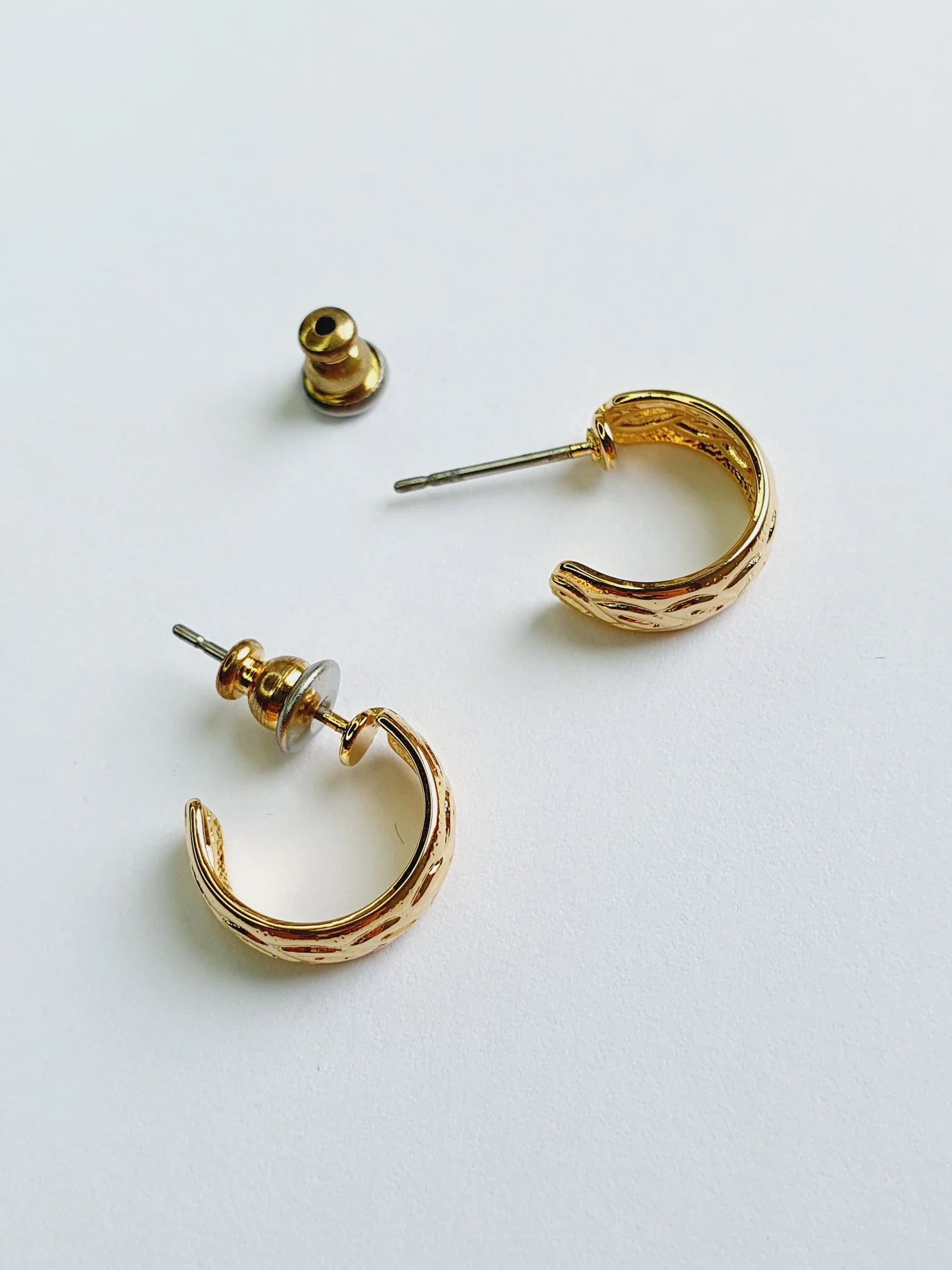 Vintage Gold Plated Minimal Micro Hoops - Image 7