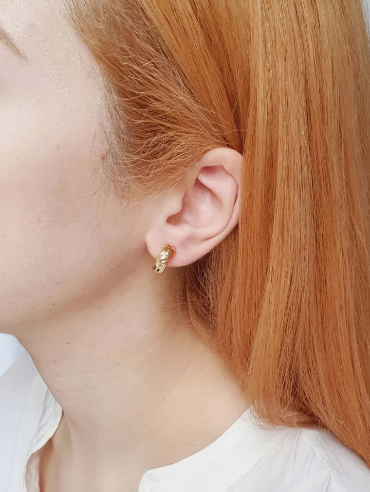 Vintage Gold Plated Minimal Micro Hoops - Image 2