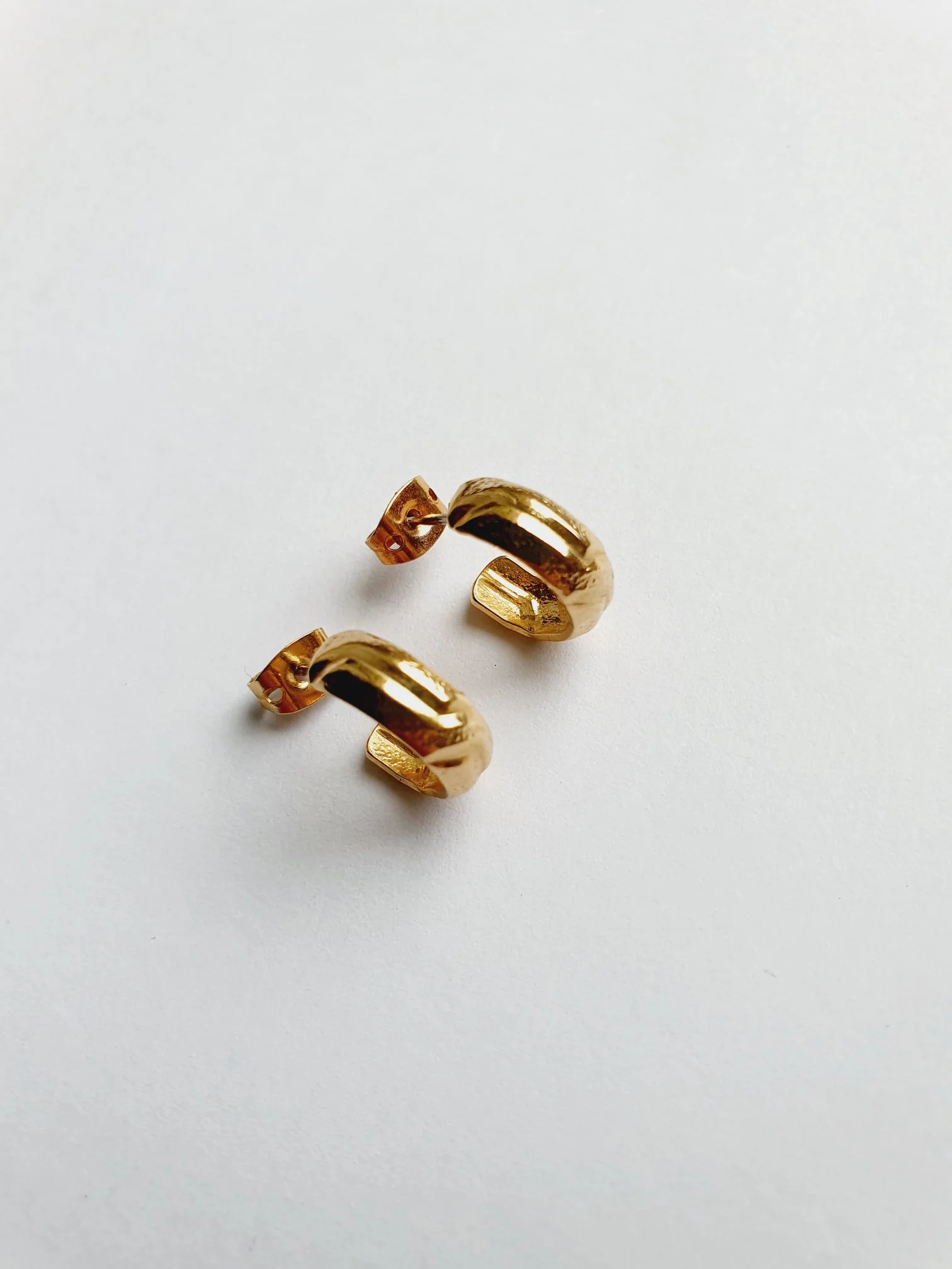 Vintage Gold Plated Minimal Micro Hoops - Image 3