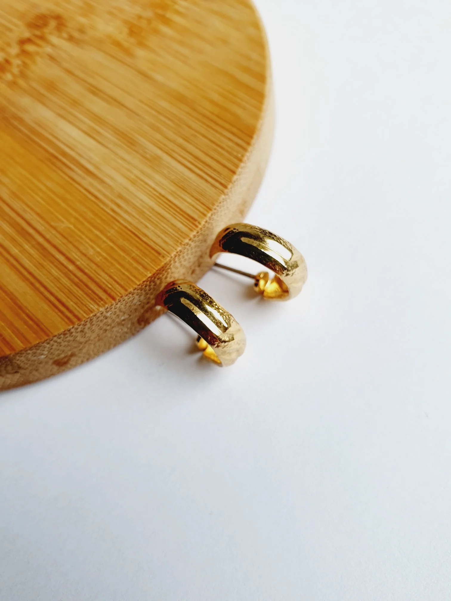 Vintage Gold Plated Minimal Micro Hoops - Image 4