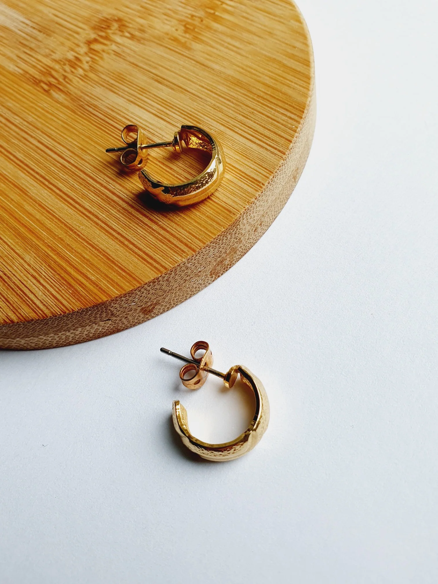 Vintage Gold Plated Minimal Micro Hoops - Image 5