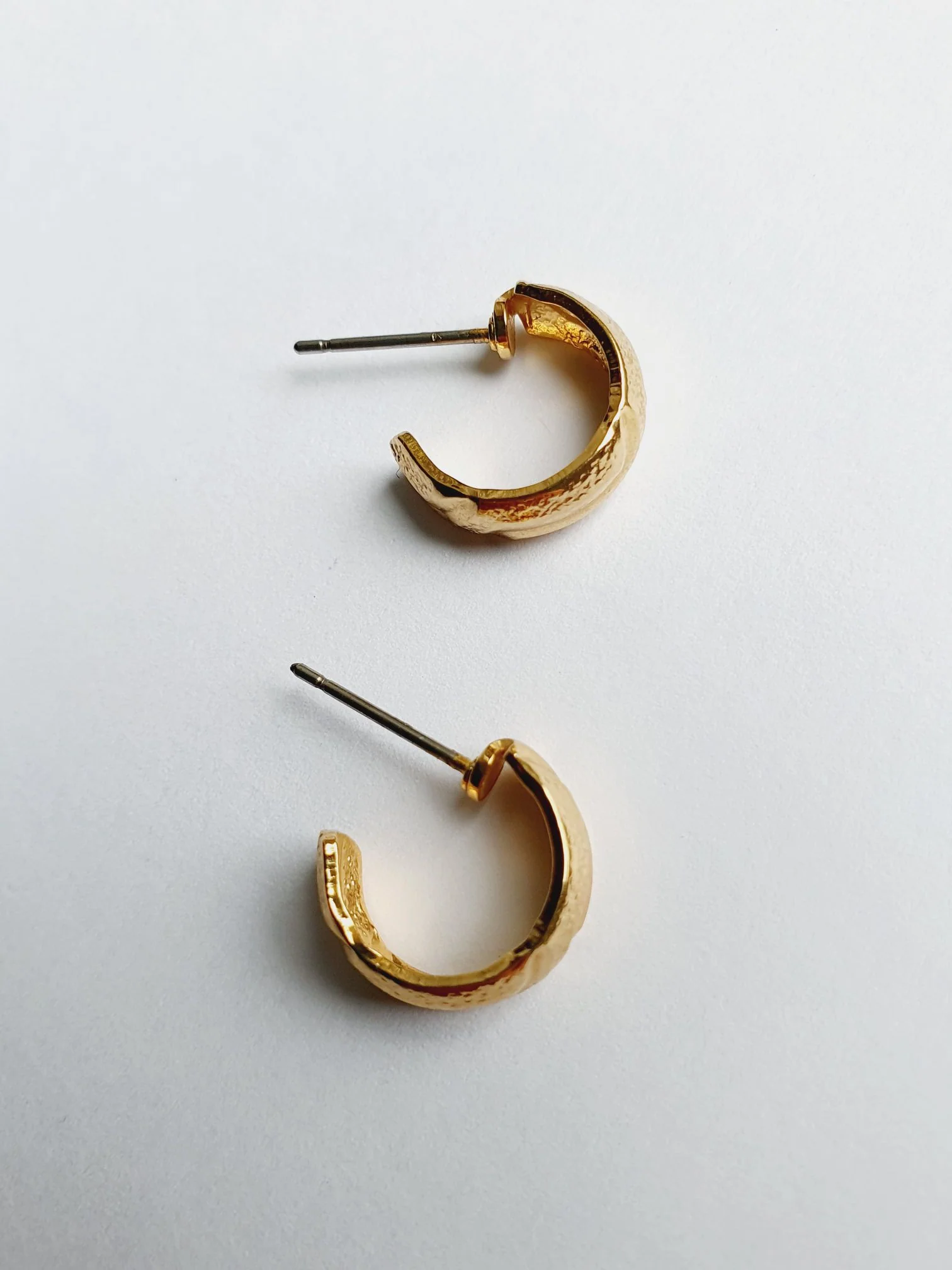 Vintage Gold Plated Minimal Micro Hoops - Image 7