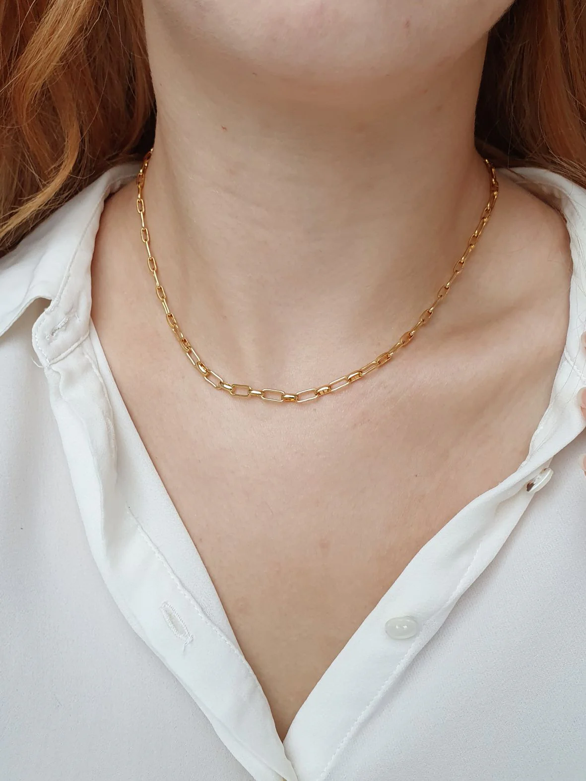 Vintage Gold Plated Paperclip Chain Necklace 16" - Image 6