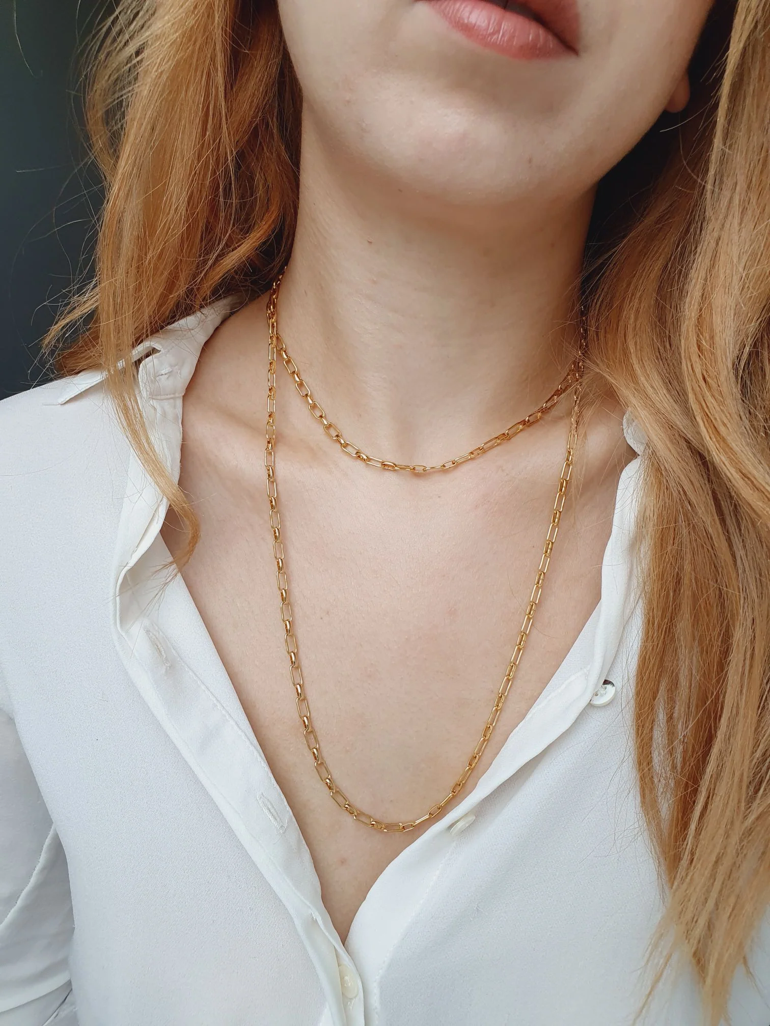 Vintage Gold Plated Paperclip Chain Necklace 16" - Image 7