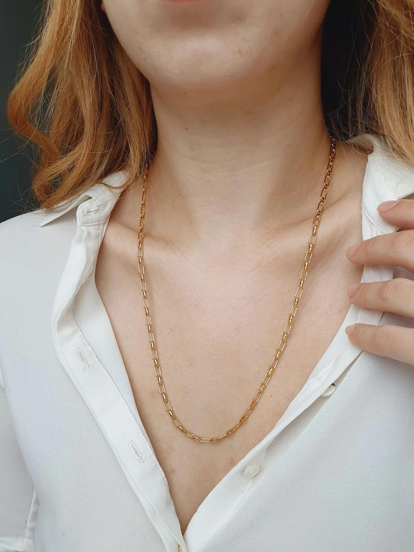 Vintage Gold Plated Paperclip Chain Necklace 23" - Image 2