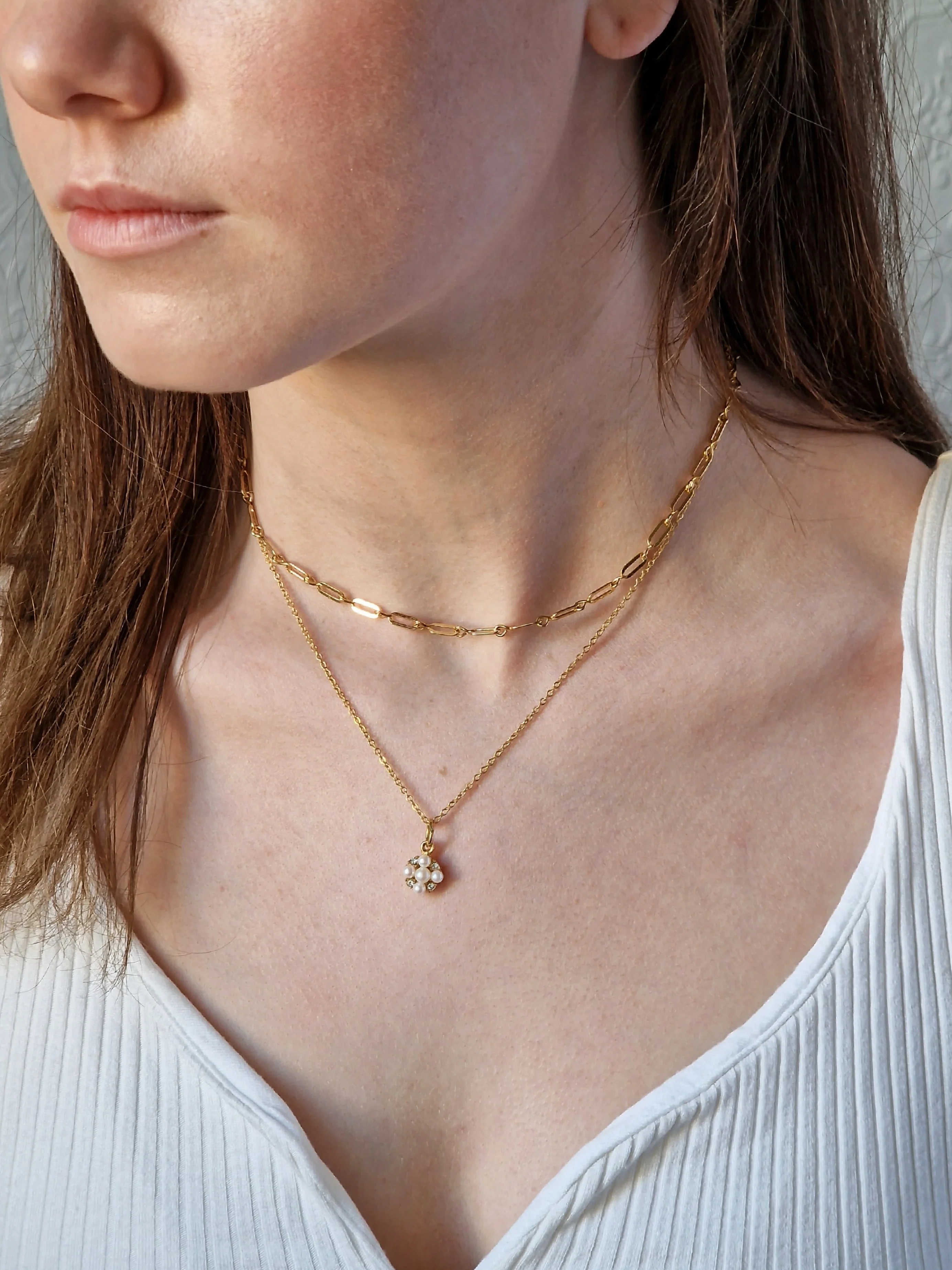 Vintage Gold Plated Paperclip Style Chain Necklace 15" - Image 6