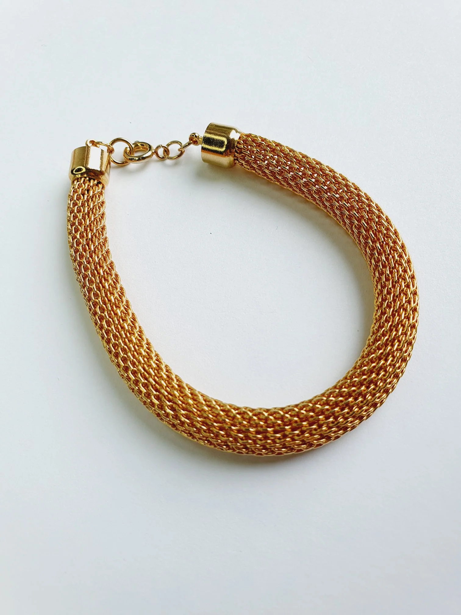 Vintage Gold Plated Round Mesh Bracelet - Image 5