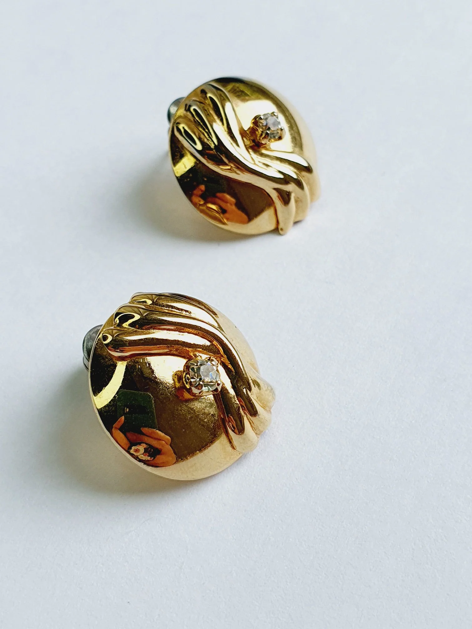 Vintage Gold Plated Round Stud Earrings - Image 5