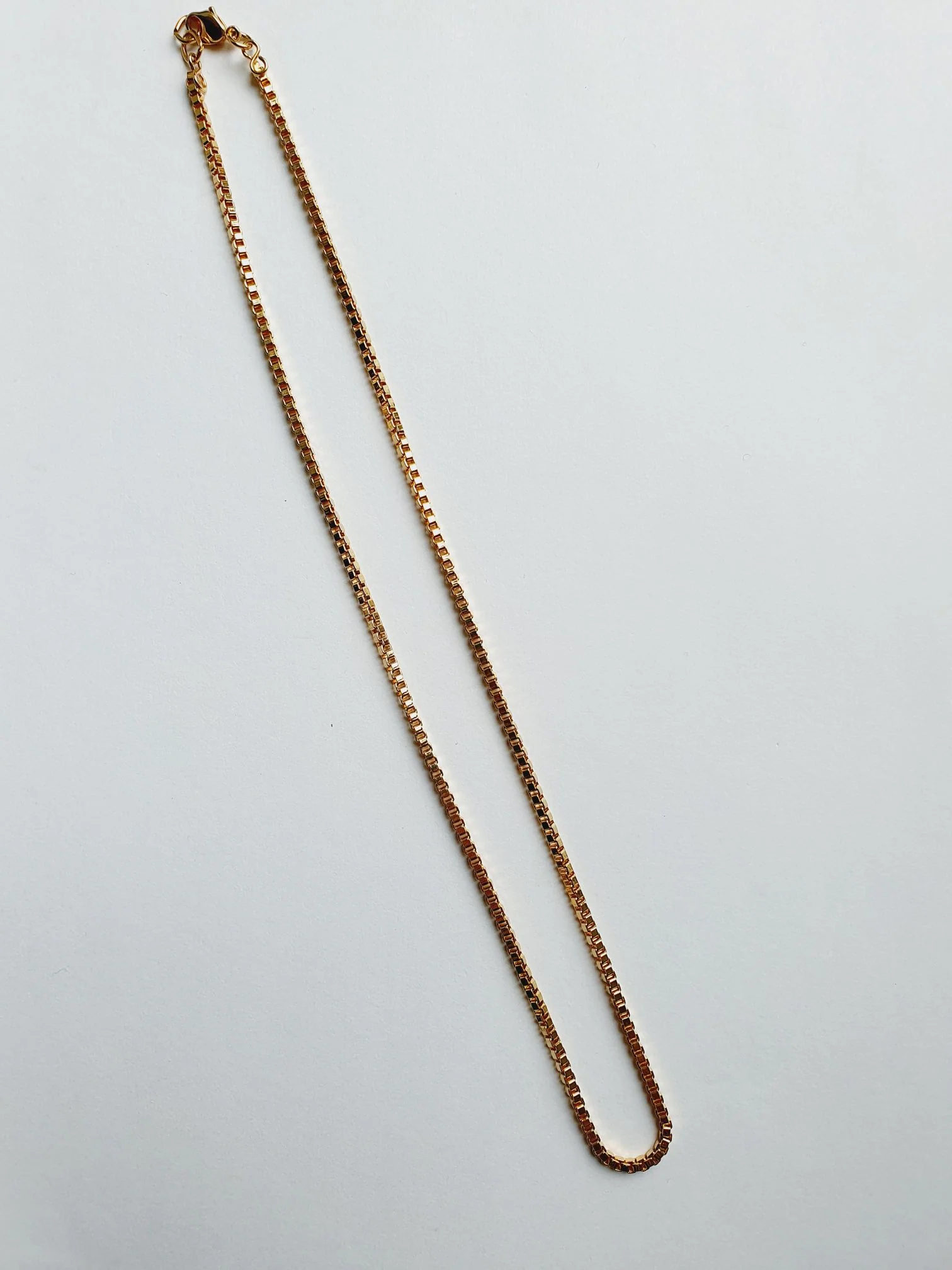 Vintage Gold Plated Skinny Box Chain Necklace - Image 3