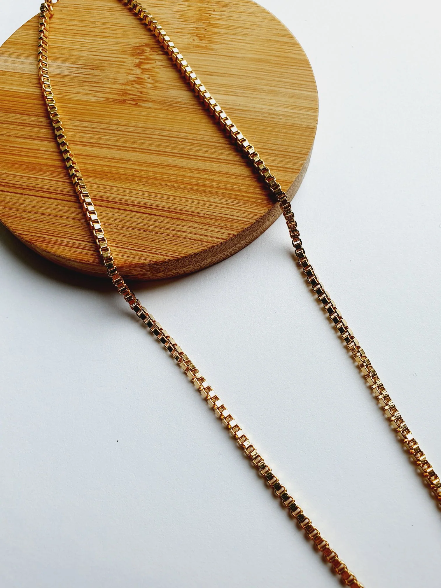 Vintage Gold Plated Skinny Box Chain Necklace - Image 4