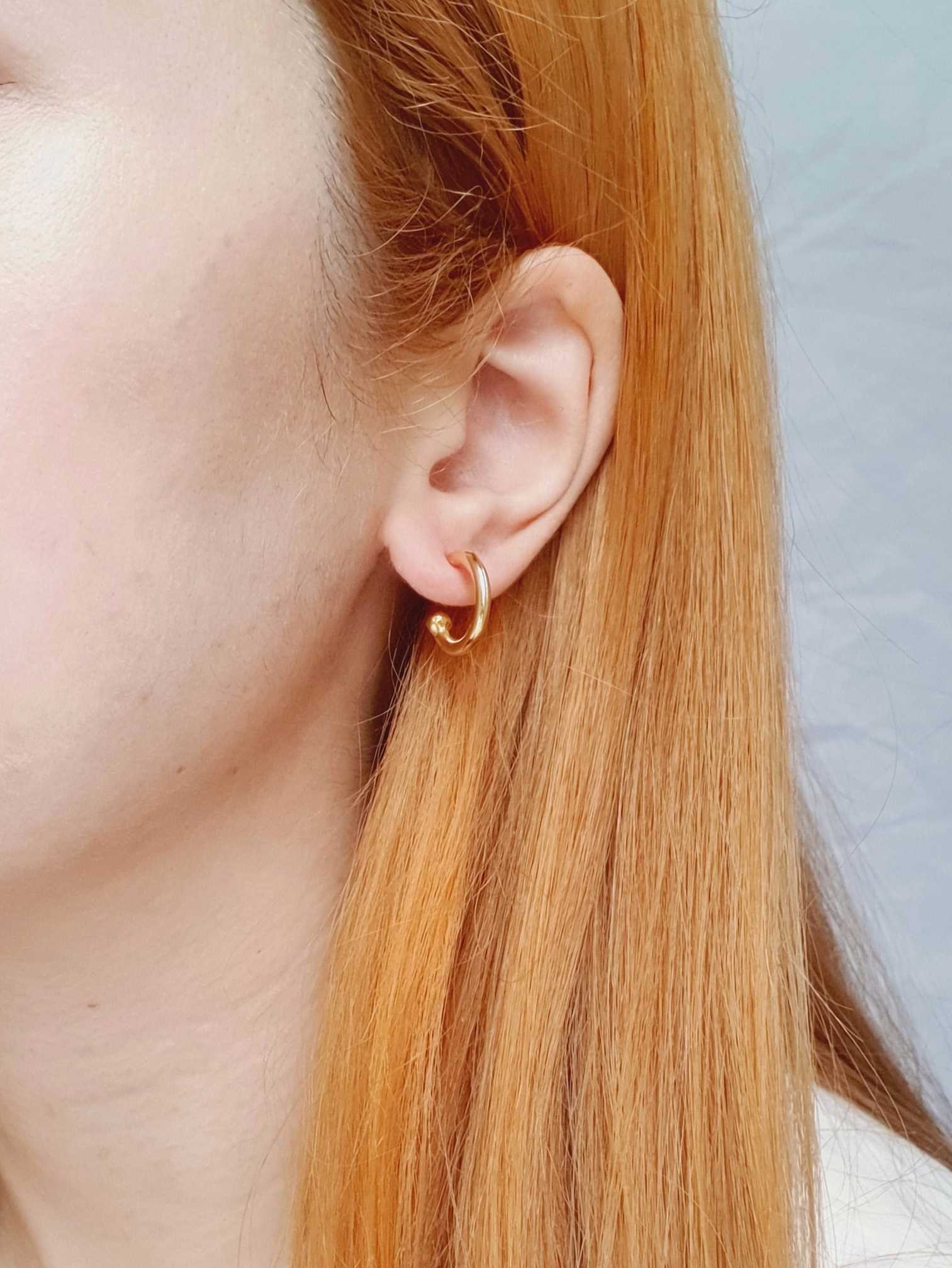 Vintage Gold Plated Small Hoop Earrings - Image 2