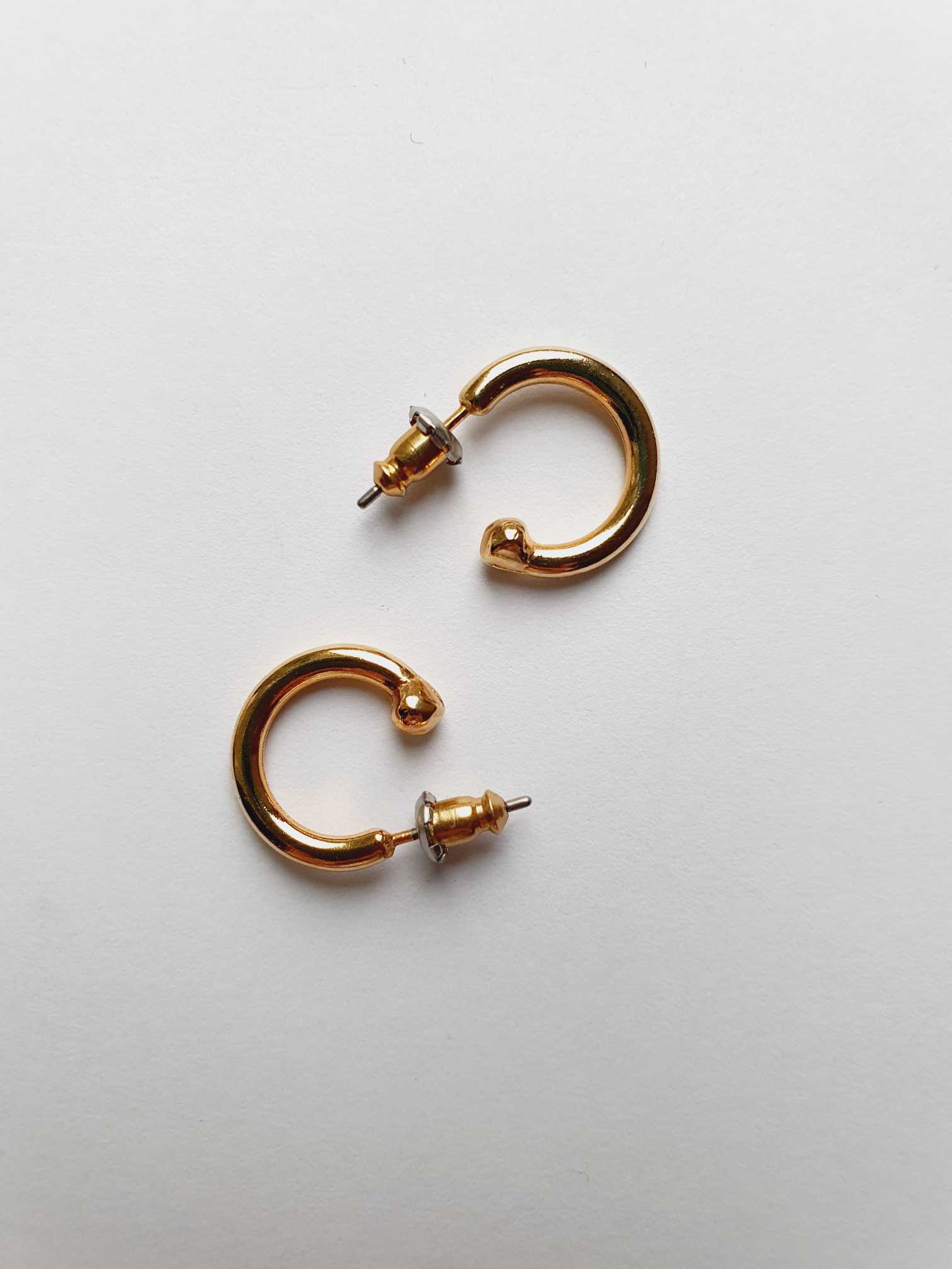 Vintage Gold Plated Small Hoop Earrings - Image 3