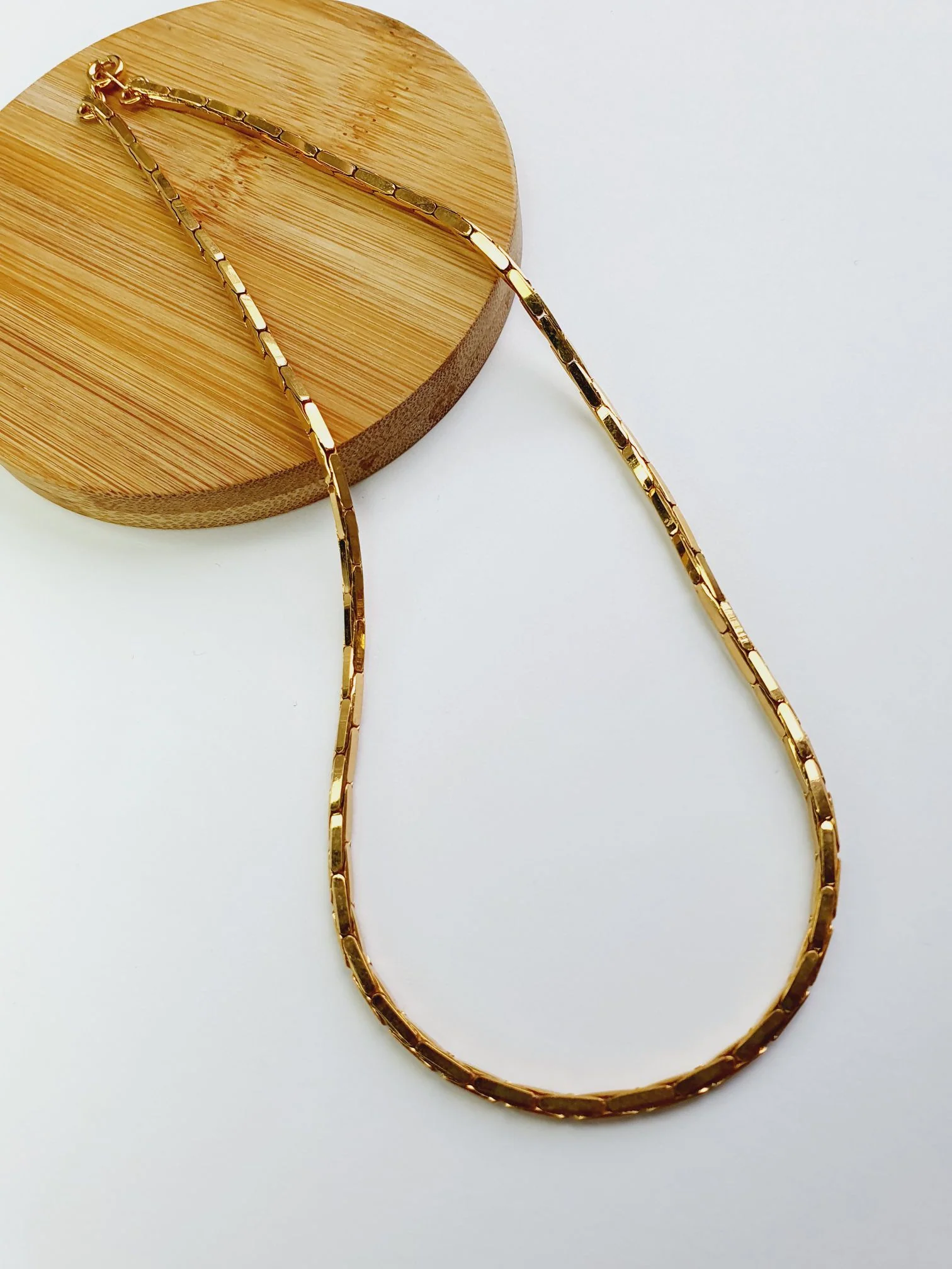 Vintage Gold Plated Square Chain Necklace