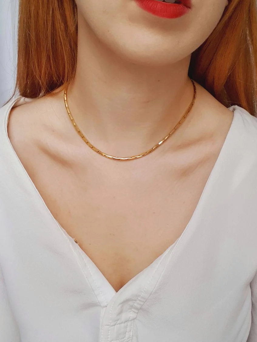 Vintage Gold Plated Square Chain Necklace - Image 2
